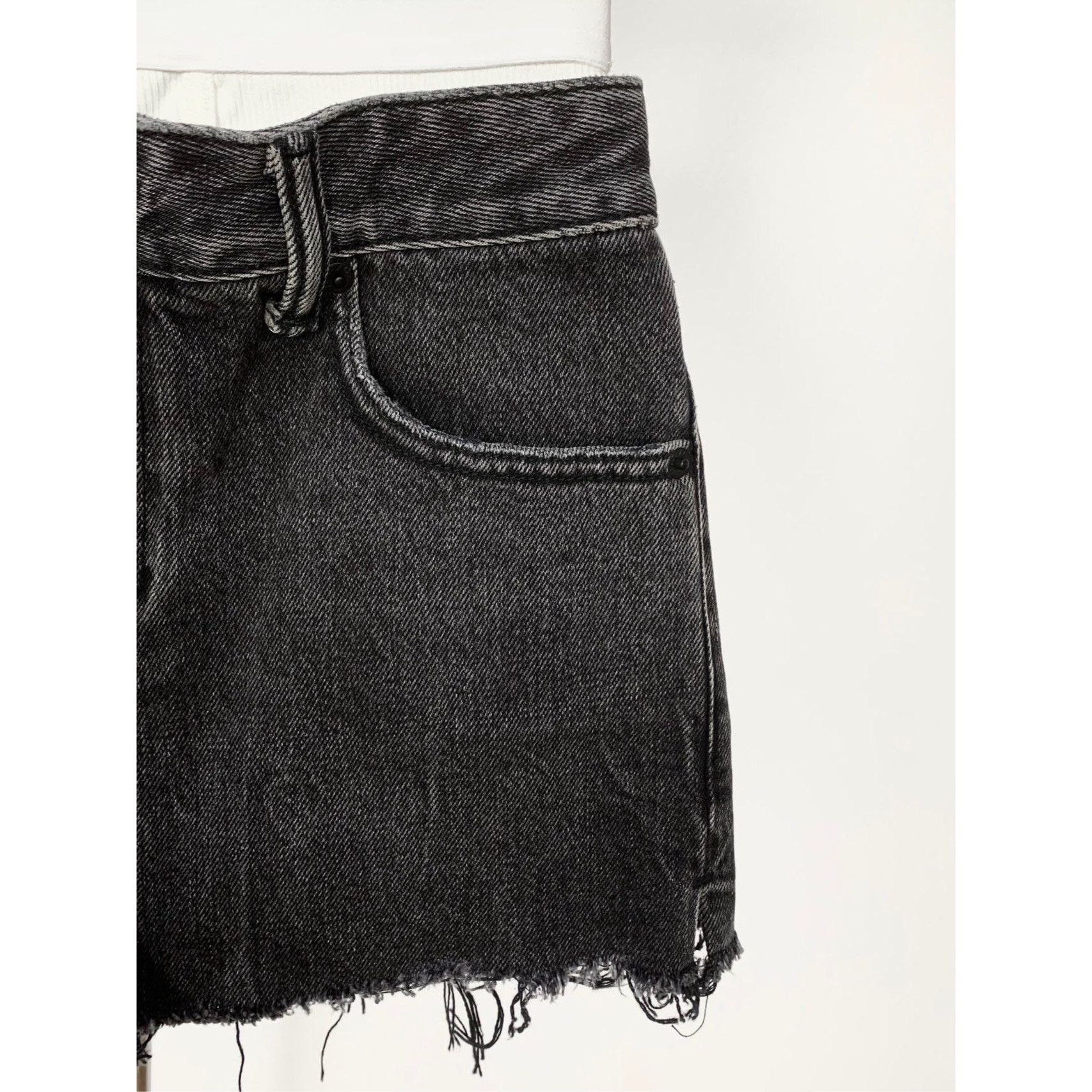 Alexander Wang Alexander Wang Womens Black Denim Shorts With Logo Waistband Size 26" / US 2 / IT 38 - 2 Thumbnail