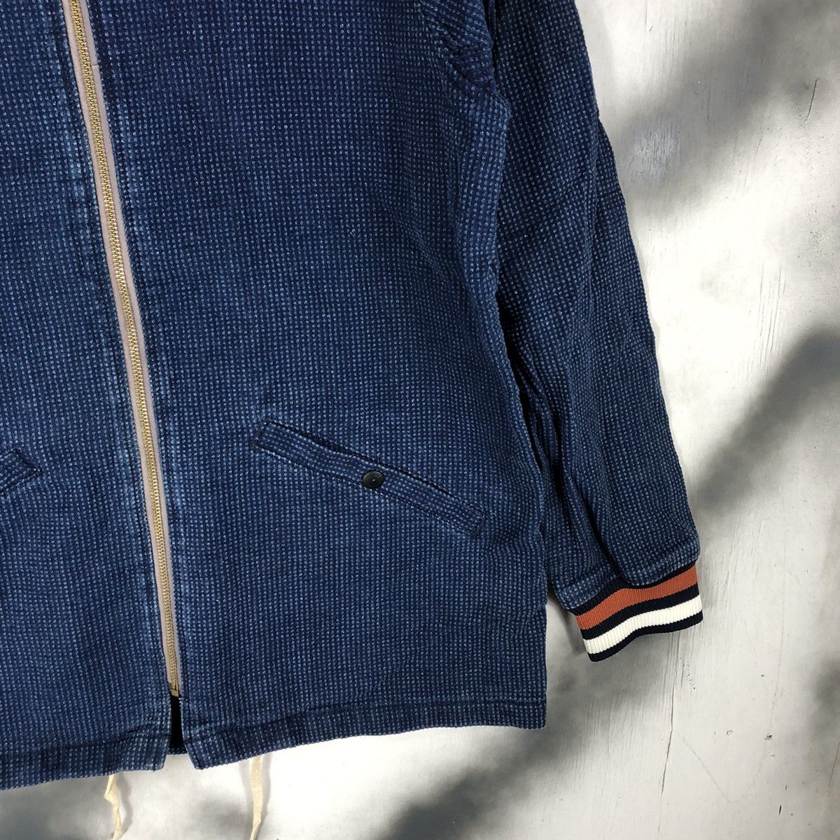 Japanese Brand Authentic Aozora Sashiko Denim Ribbed Jacket Size US L / EU 52-54 / 3 - 4 Thumbnail