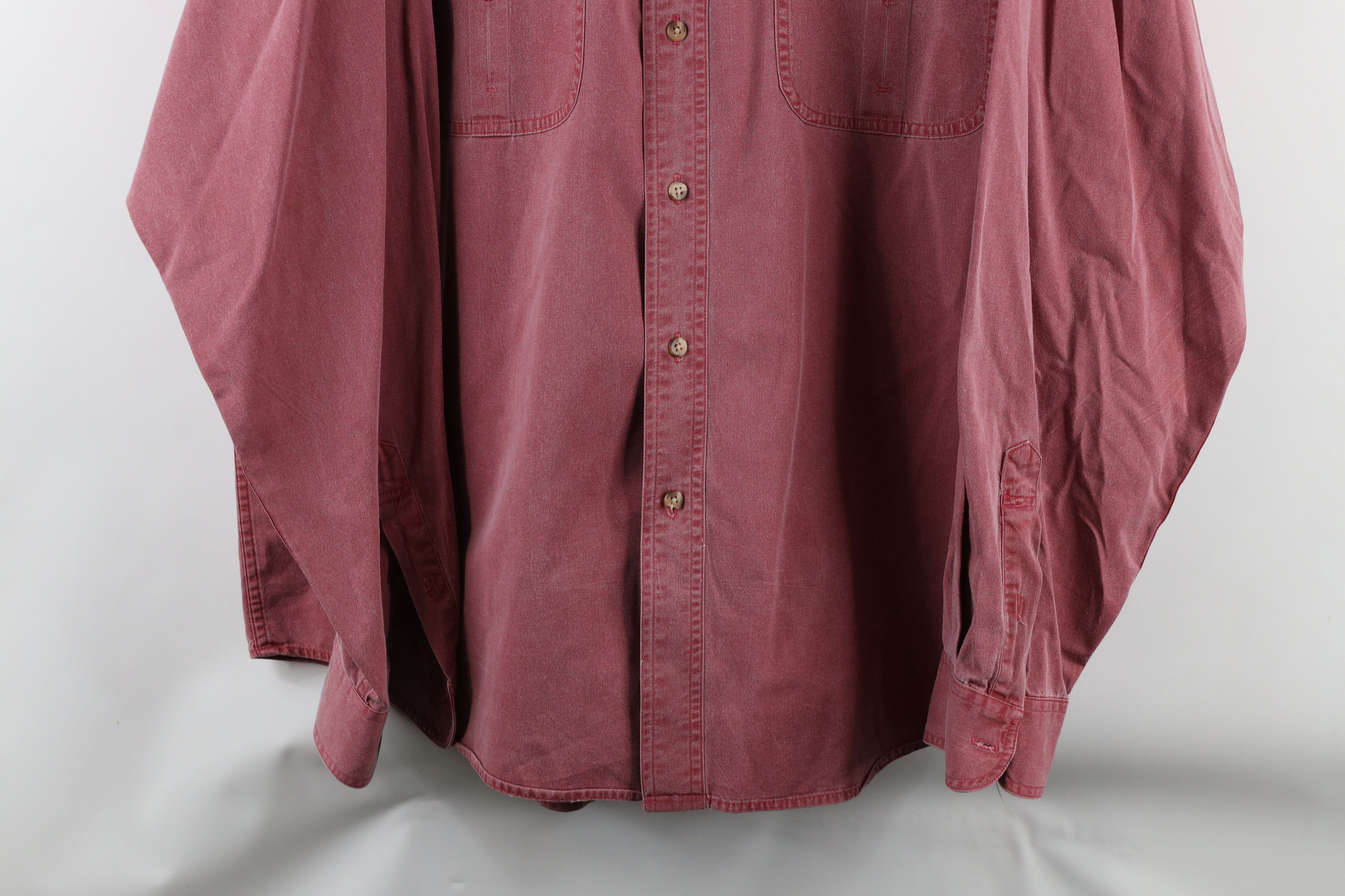 Eddie Bauer × Vintage Vintage 90s Eddie Bauer Twill Stonewash Button Shirt Red Size US XXL / EU 58 / 5 - 3 Thumbnail