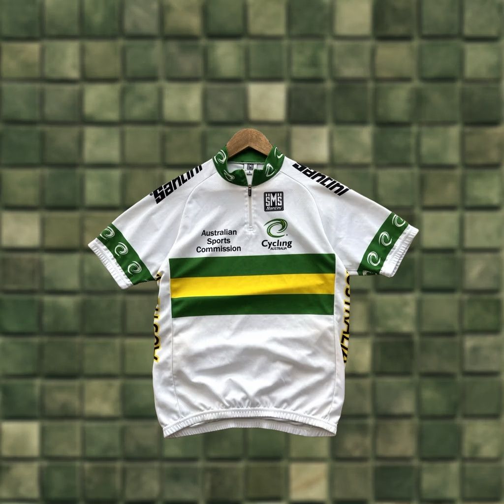 Vintage VINTAGE SMS Santini Australia Cycling Jersey Maillot T-Shirt Shirt Short Sleeve White L Mens Cycling 90s Size US L / EU 52-54 / 3 - 1 Thumbnail