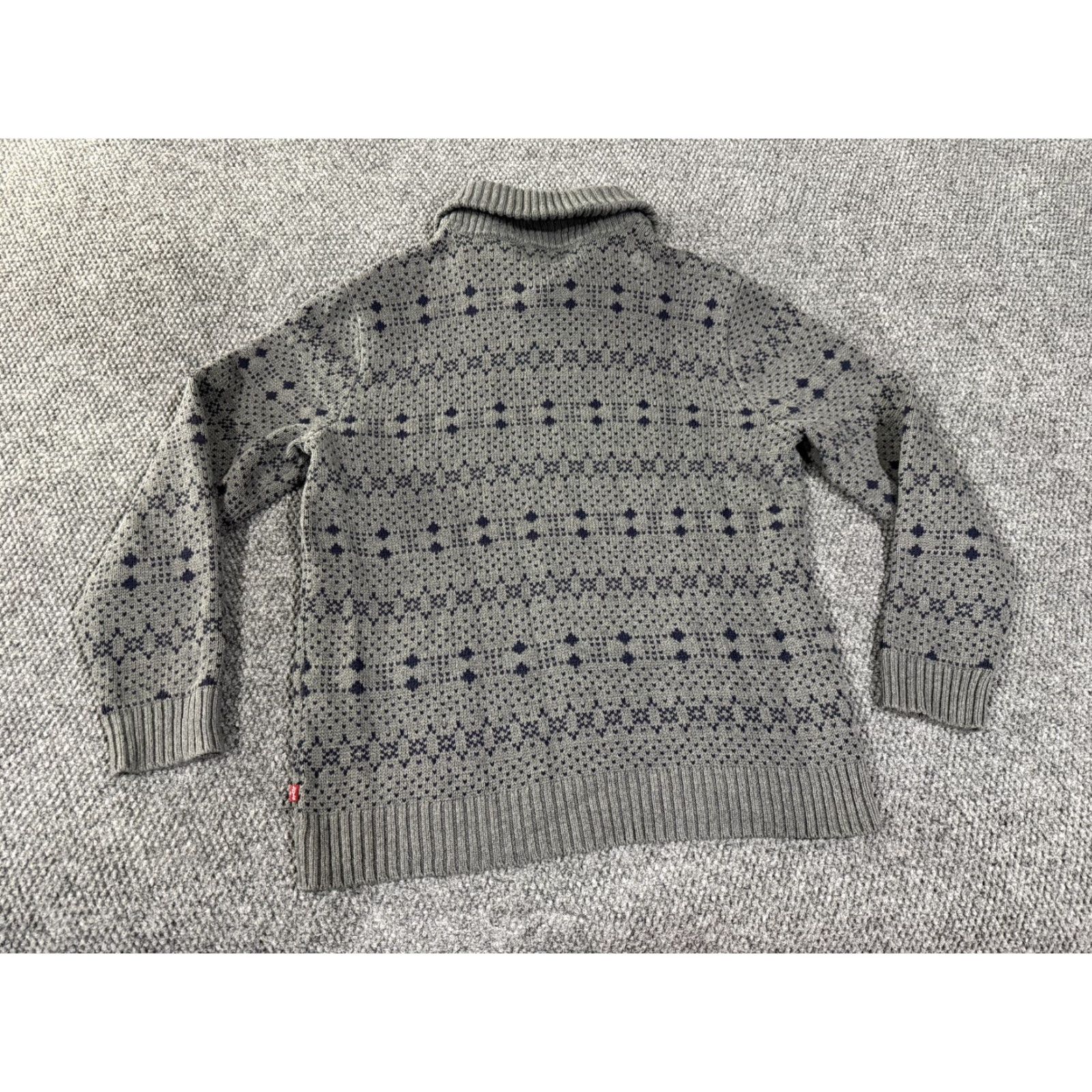 Levi's Levi's Mens XL Gray Fair Isle Pattern Shawl Collar Pullover Knit Winter Sweater Size US XL / EU 56 / 4 - 7 Thumbnail