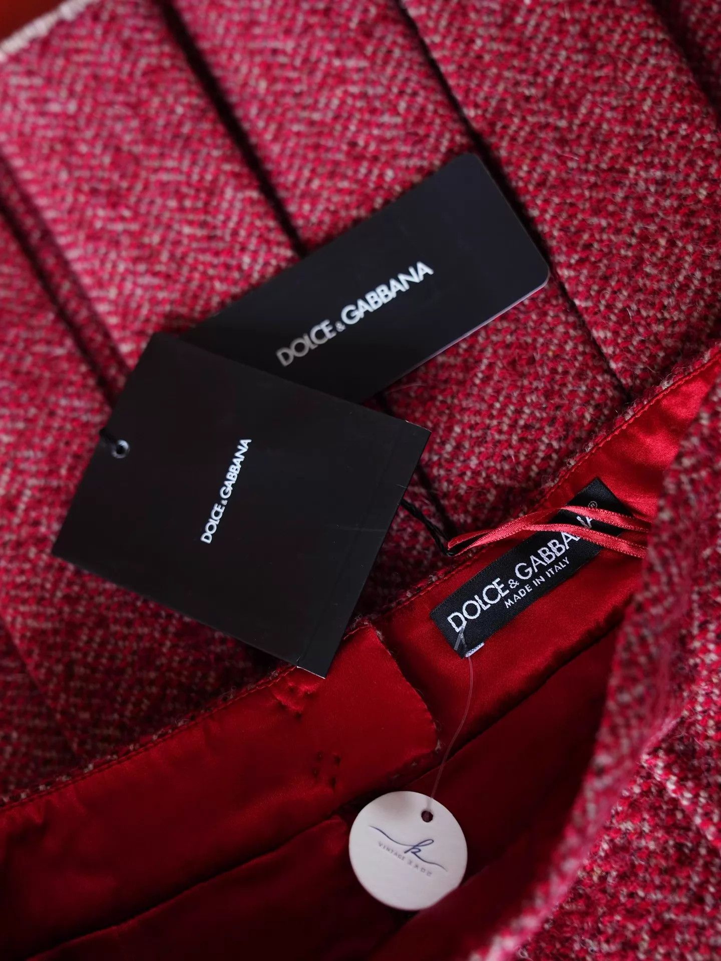 Dolce & Gabbana Dolce&Gabbana Burgundy Herringbone Pleated Wool Skirt Size 26" / US 2 / IT 38 - 4 Thumbnail