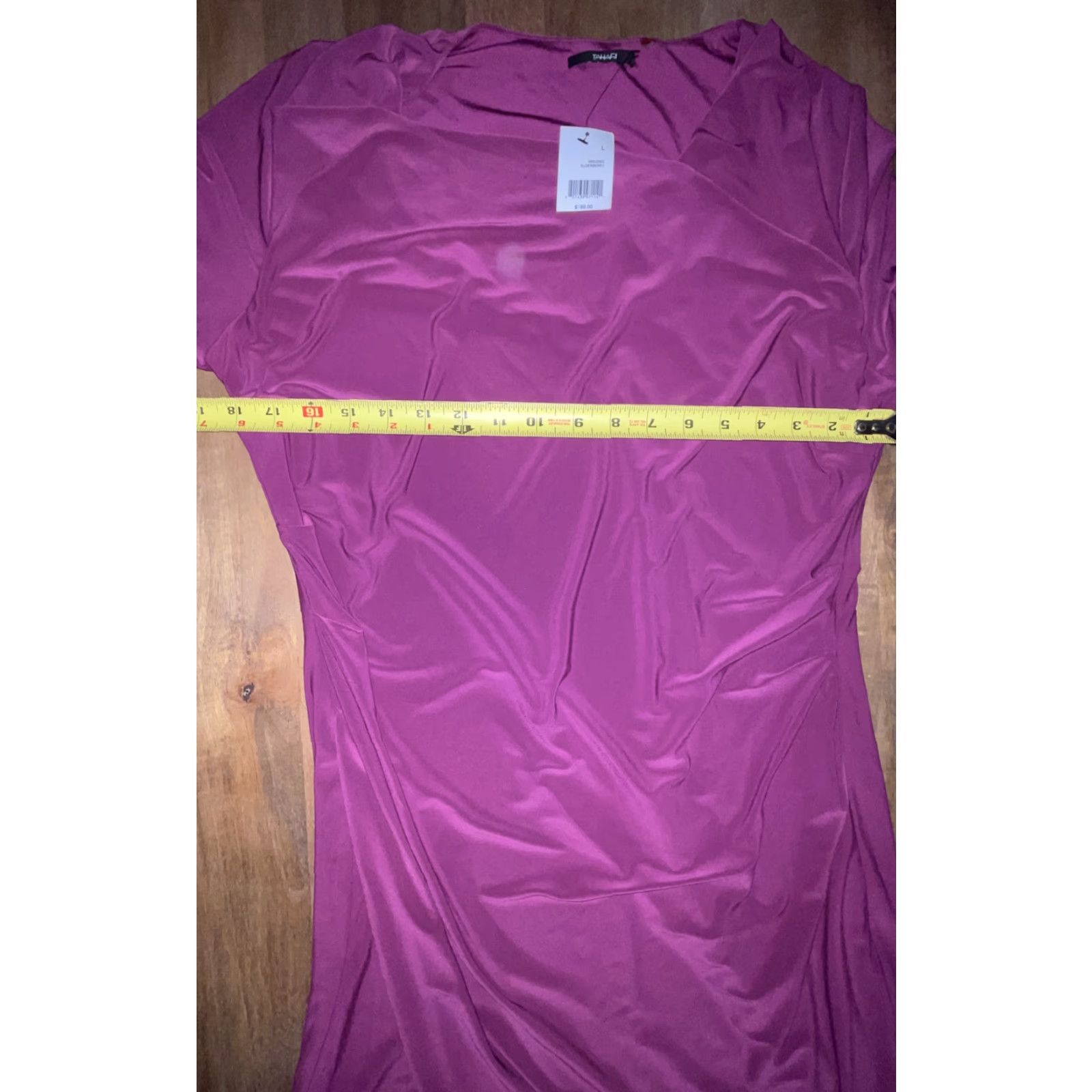 Vintage Tahari Women’s Maxi Dress 3/4 Sleeve Cocktail Round Neck Pink Lace Sheath Knee-Length NWT Tahari Elegant Elderberry Dark Pink Size L / US 10 / IT 46 - 6 Thumbnail