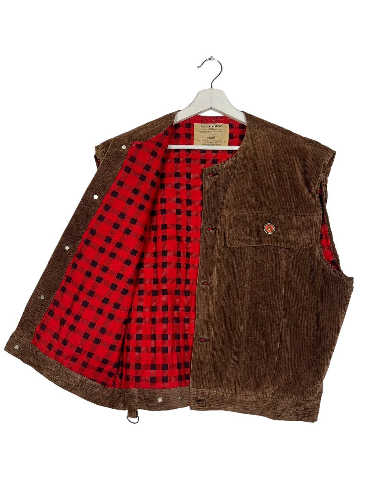 Japanese Brand 🔥 TEN CARAT CORDUROY SLEEVE LESS TANK TOP JACKET Size US L / EU 52-54 / 3 - 9 Thumbnail