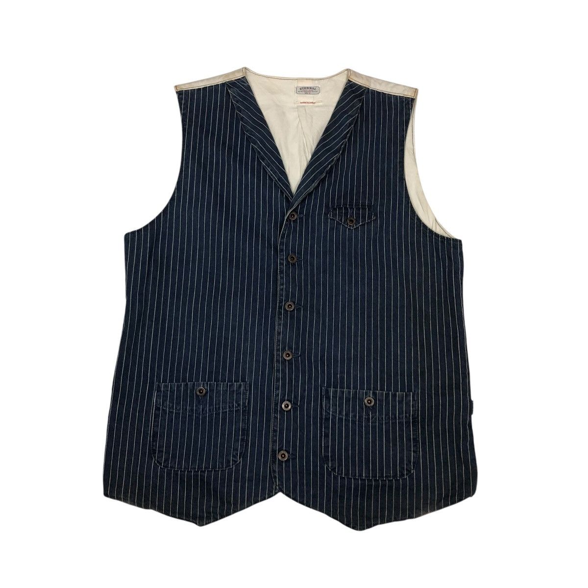Eternal 🔥VINTAGE WAIST COATS VEST ETERNAL HICKORY CHORE STRIPED Size US L / EU 52-54 / 3 - 1 Thumbnail