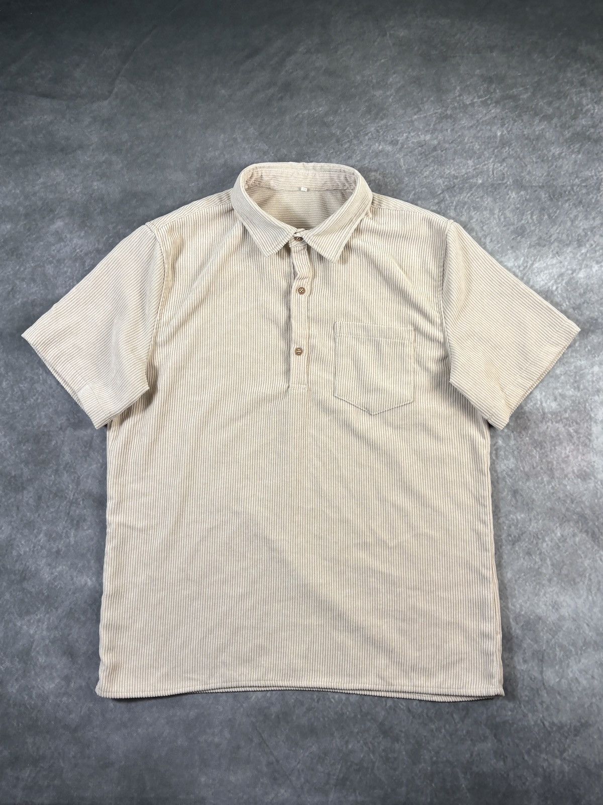 Vintage Corduroy Polo Shirt Shortsleeve Tan Brown Deep Waled Quarter Size US L / EU 52-54 / 3 - 2 Thumbnail