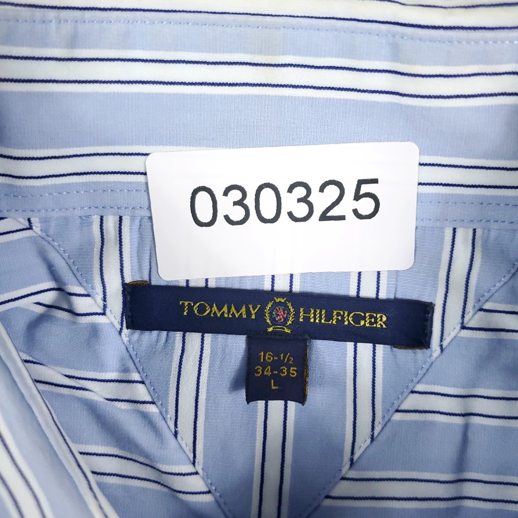 Tommy Hilfiger Tommy Hilfiger Shirt Mens Large Blue White Striped Button-Up Long Sleeve, Regular Fit, Cotton, Classic Preppy Brand, Button-Front, Collared Size US L / EU 52-54 / 3 - 6 Thumbnail