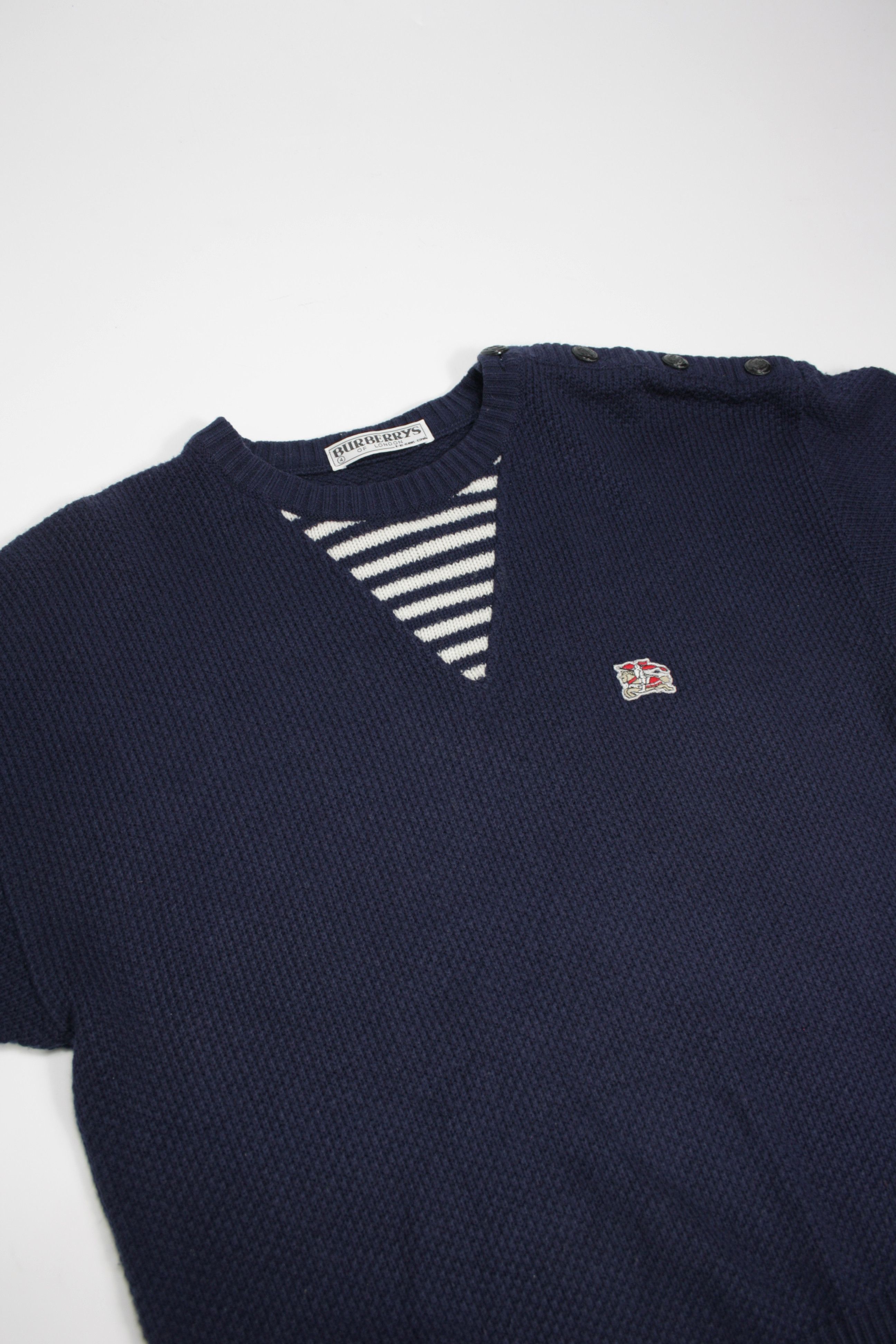 Burberry × Vintage Burberrys 90s Vintage Sailor Naval Knitted Pullover Sweater Size L / US 10 / IT 46 - 2 Thumbnail