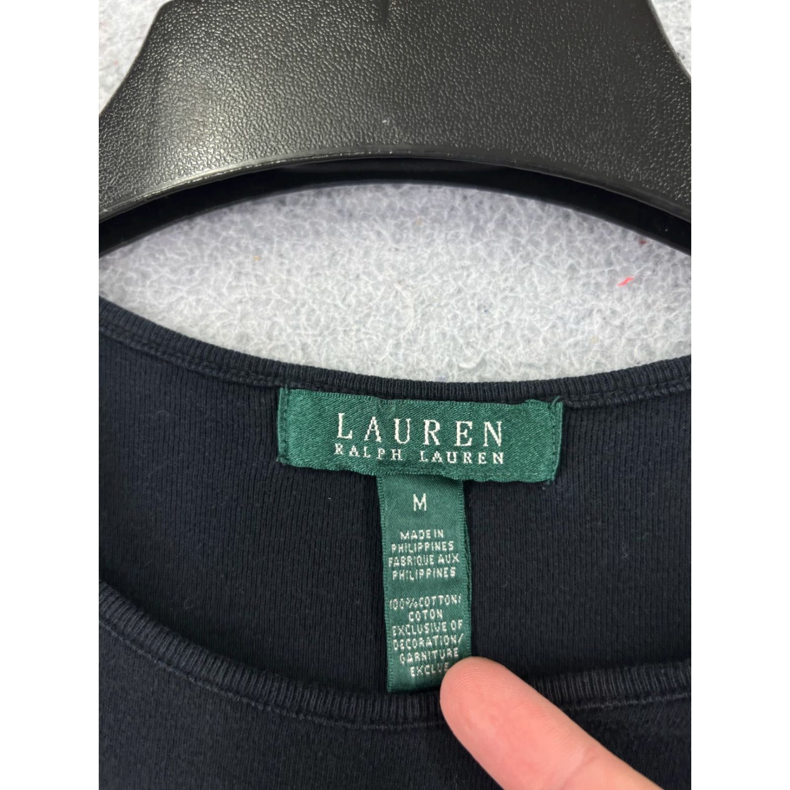 Ralph Lauren VINTAGE LAUREN RALPH LAUREN Shirt Womens Medium Black 100% Cotton Jersey Tie Shoulder Size M / US 6-8 / IT 42-44 - 6 Thumbnail
