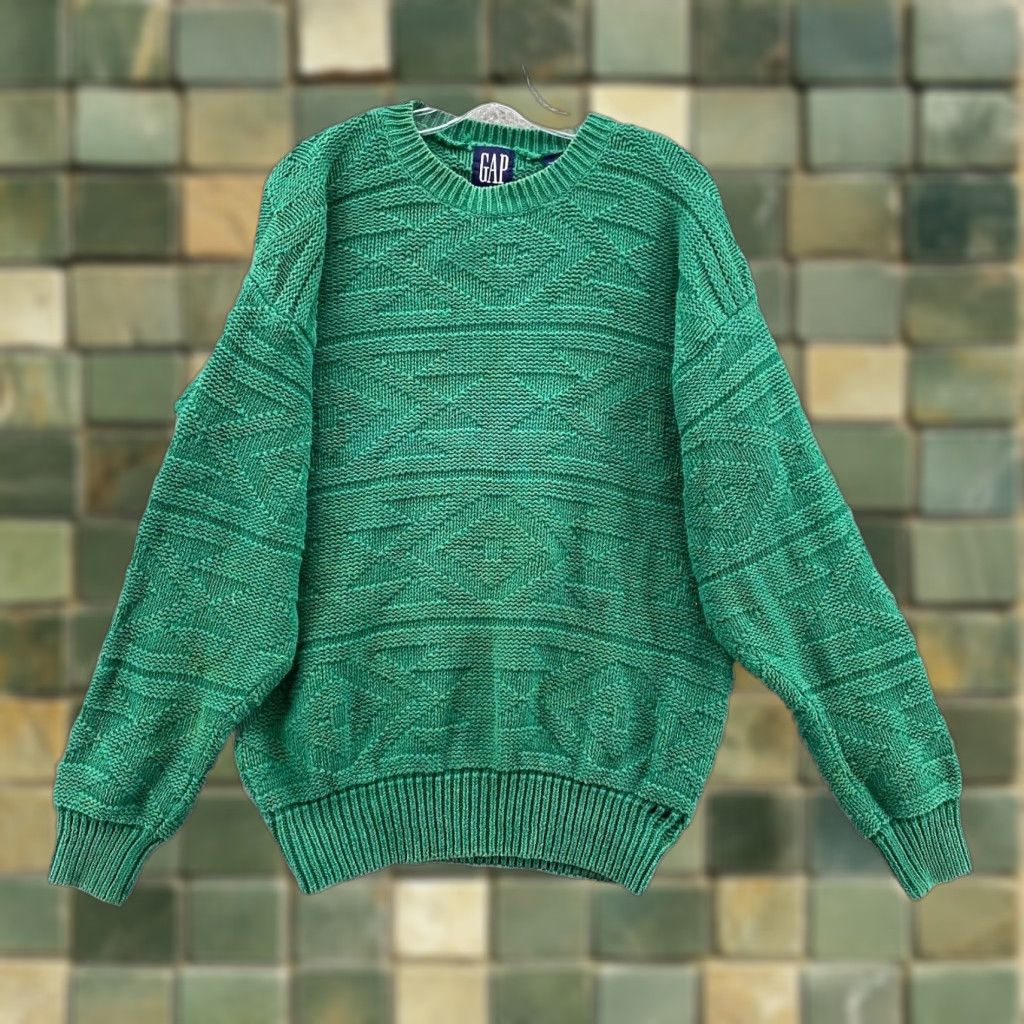 Gap VINTAGE GAP Chunky Sweater Men's Small Green Grandpa Academia Preppy Minimalist Size US S / EU 44-46 / 1 - 1 Thumbnail
