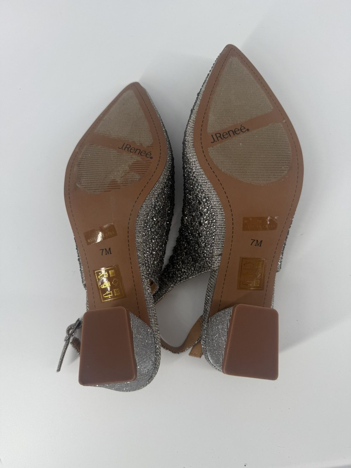 Other J Renee Pranil Pewter Silver Rhinestone Slingback Pumps Heel Size US 7 / IT 37 - 8 Thumbnail