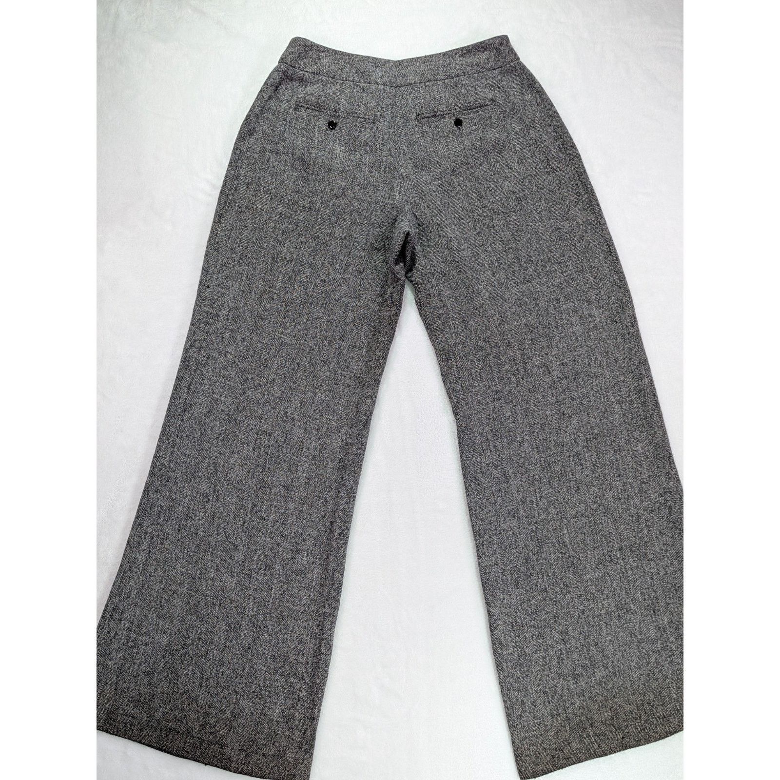 Other Sz 2 Black/White Wide Leg Mid Rise Herringbone Tweed VTG Y2K Size 26" / US 2 / IT 38 - 7 Thumbnail