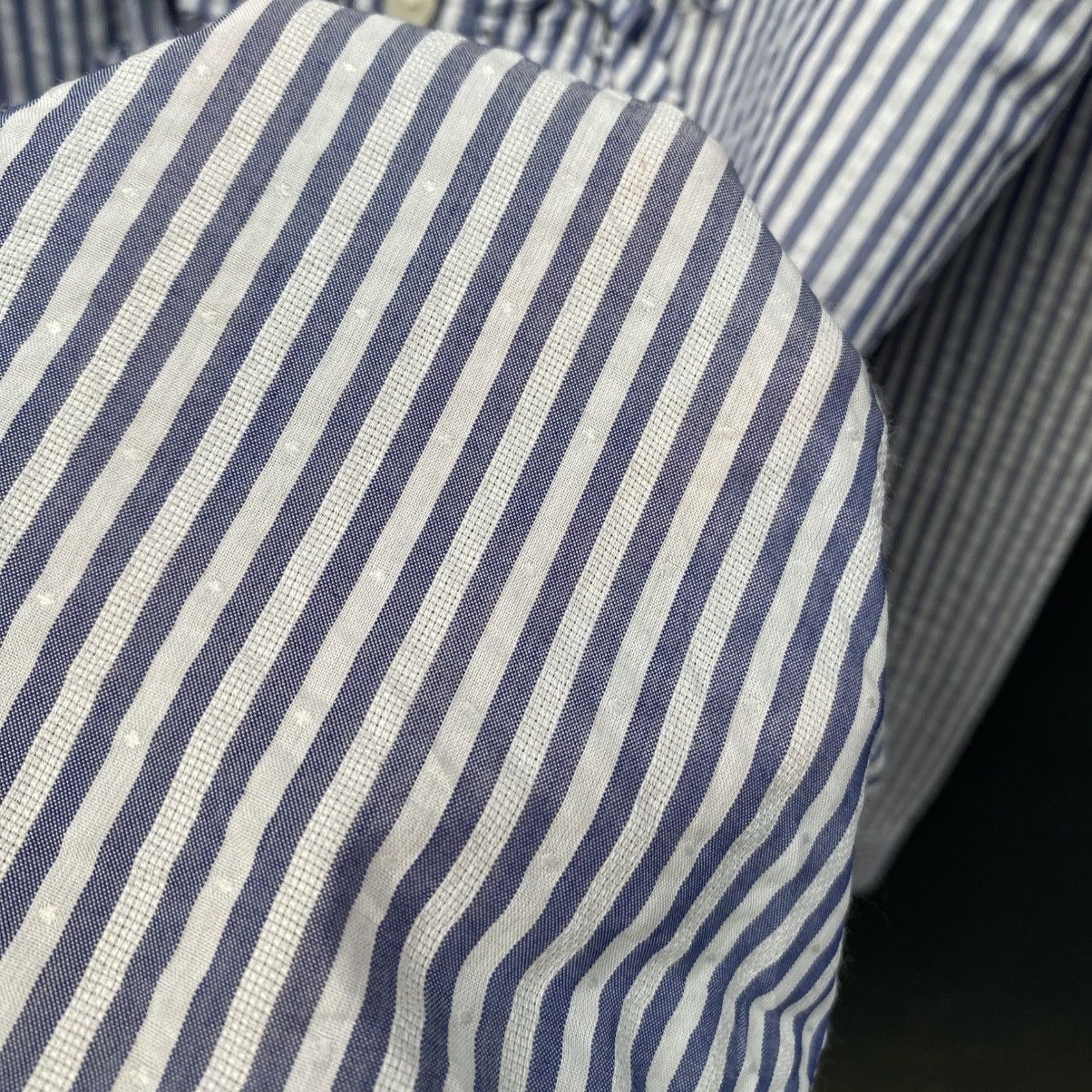 Ne-Net Ne-net Blue and White Striped Ruffle Front Shirt Size US L / EU 52-54 / 3 - 6 Thumbnail