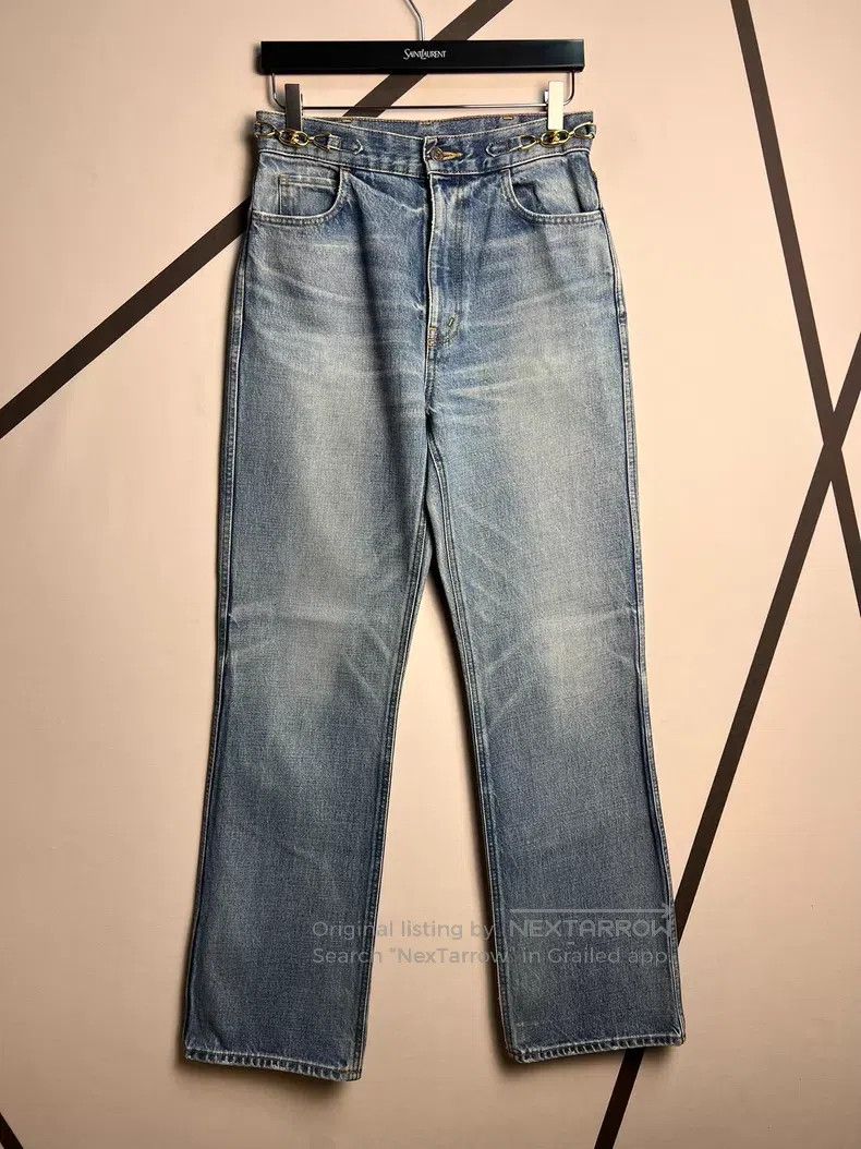 Other CELINE Washed Light Blue Faded Chain Straight Flare Jeans Size US 29 - 1 Thumbnail