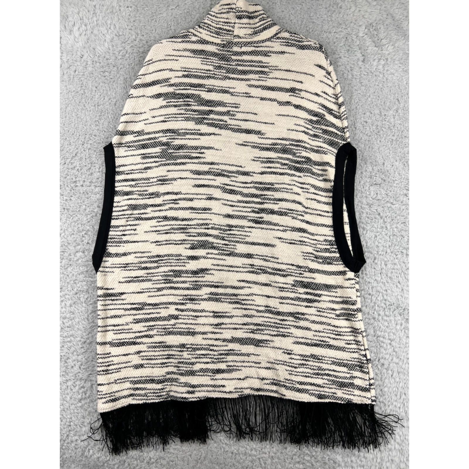 Vintage VINTAGE La Made Shirt Womens Small Beige Black Stripe Blouse Cape 100% Cotton Sleeveless Size S / US 4 / IT 40 - 2 Thumbnail