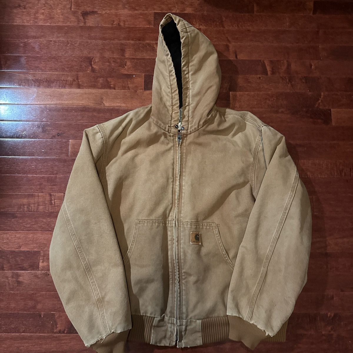 Carhartt Vintage Tan Carhartt Hooded Jacket Size L Size US L / EU 52-54 / 3 - 1 Thumbnail