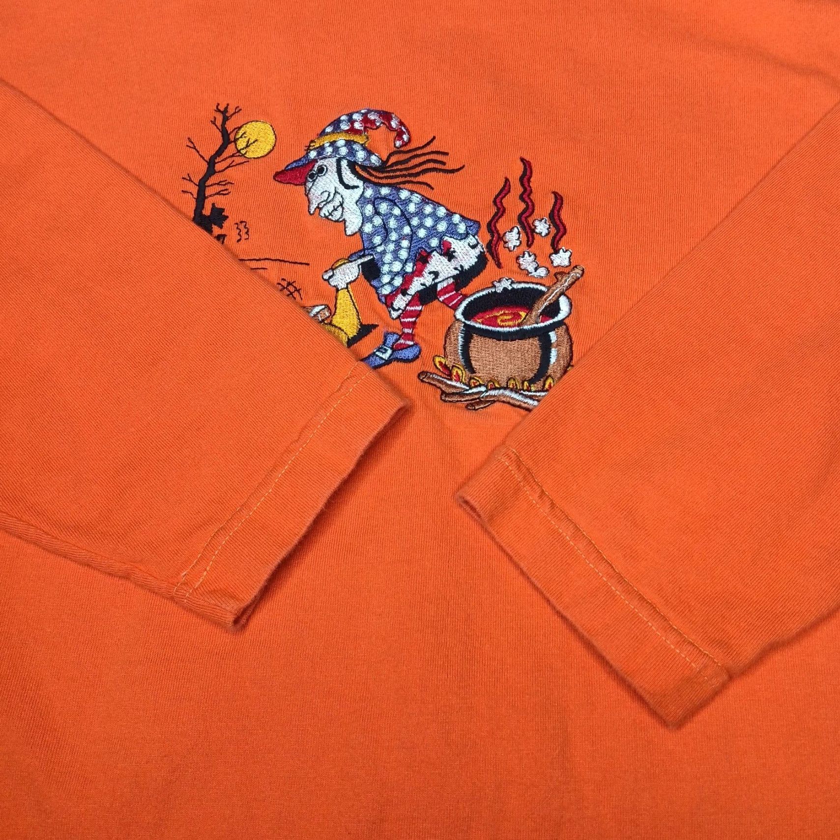 Vintage VINTAGE Shenanigans Halloween Long Sleeve Shirt L Orange Ghost Witch Cauldron Casual Womens Size L / US 10 / IT 46 - 3 Thumbnail