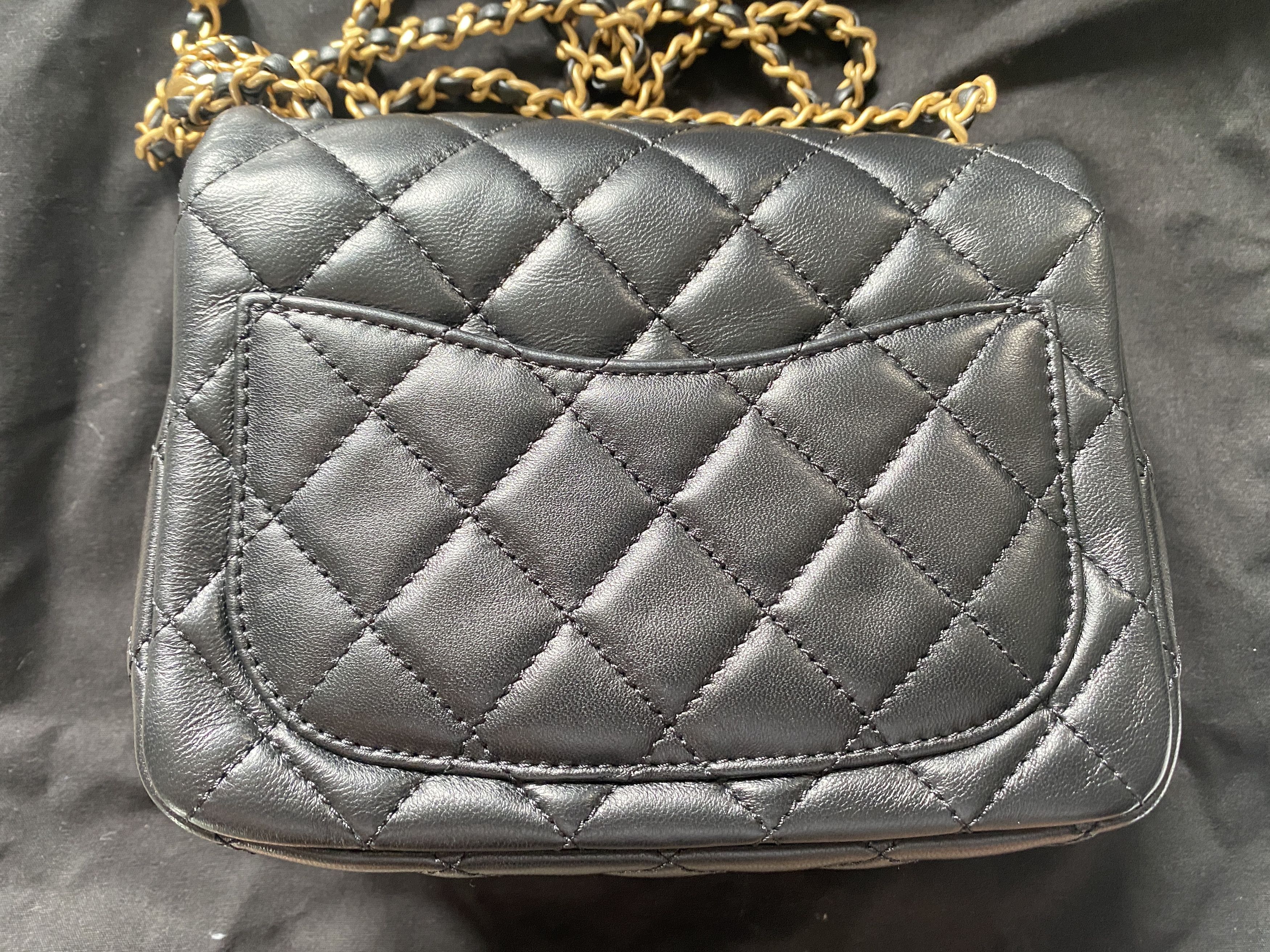 Chanel CHANEL Black Mini Square Pearl Crush Gold Ball Flap Bag Size ONE SIZE - 2 Thumbnail