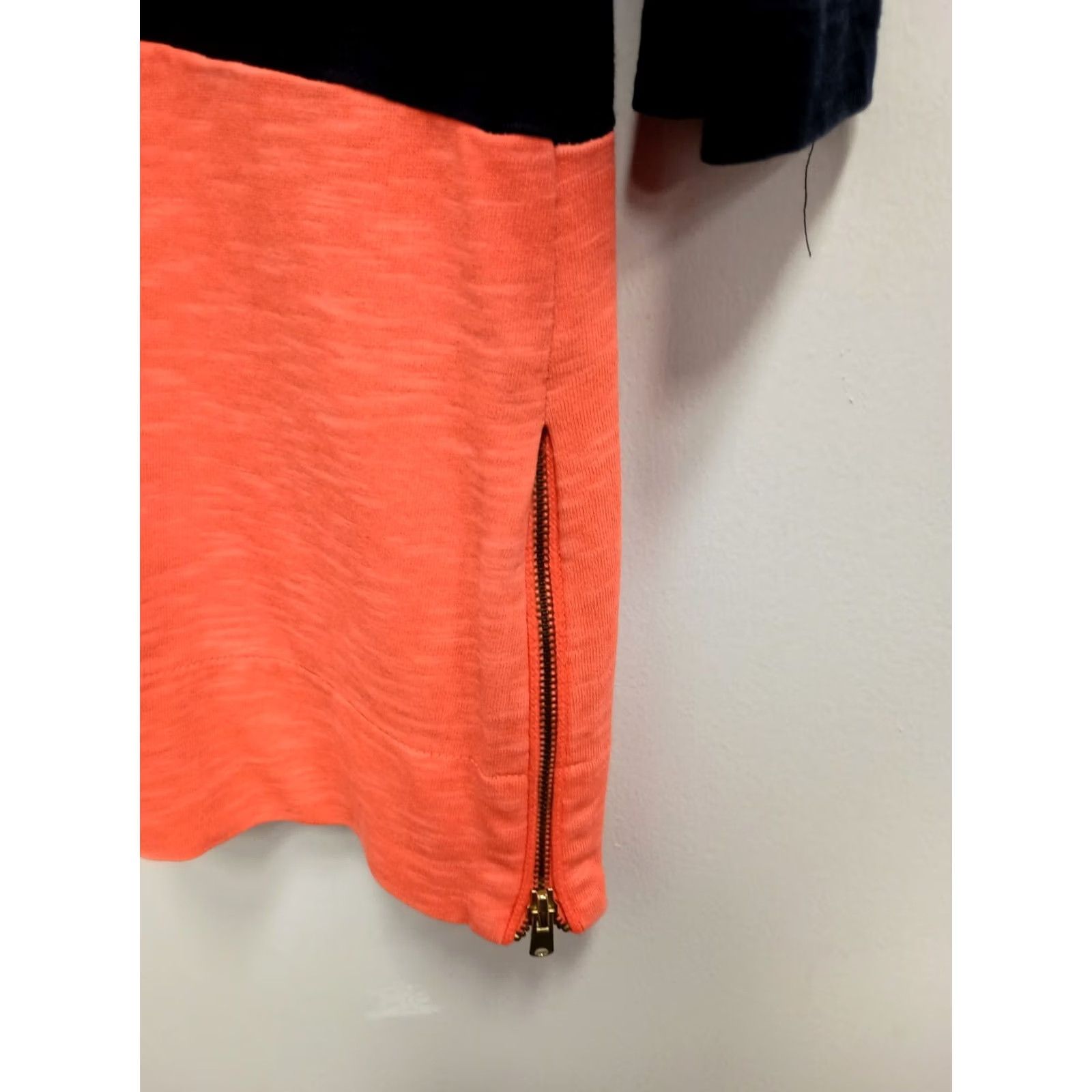 J.Crew J. Crew Dress Shift XS Navy Orange Colorblock Long Sleeve Zip Hem Preppy Womens Size XS / US 0-2 / IT 36-38 - 3 Thumbnail