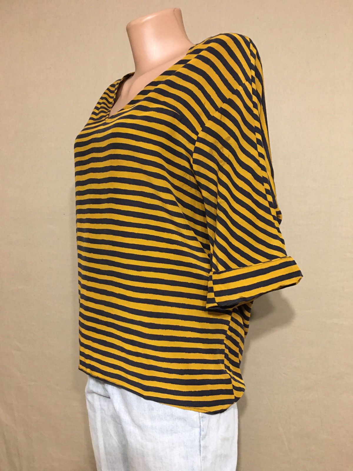 Christian Wijnants Christian Wijnants Silk Blouse Top Yellow Black Striped Size L / US 10 / IT 46 - 3 Thumbnail