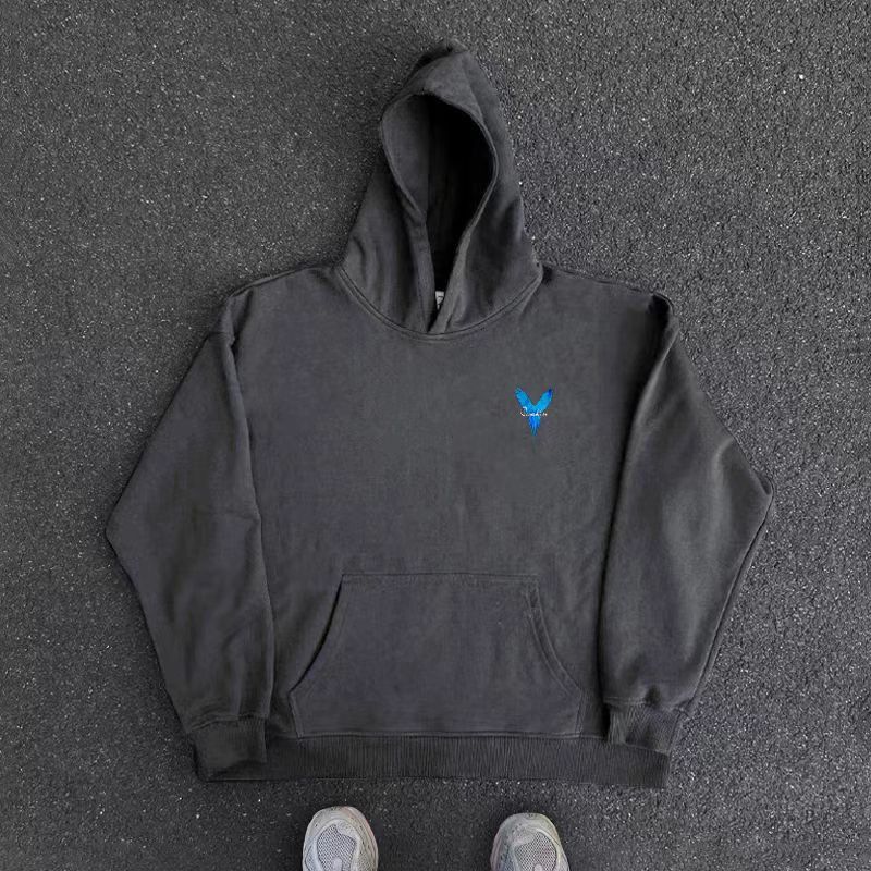 Japanese Brand Vintage Street Hip Hop Blue Wing Print Hooded Sweatshirt Size US XL / EU 56 / 4 - 4 Thumbnail