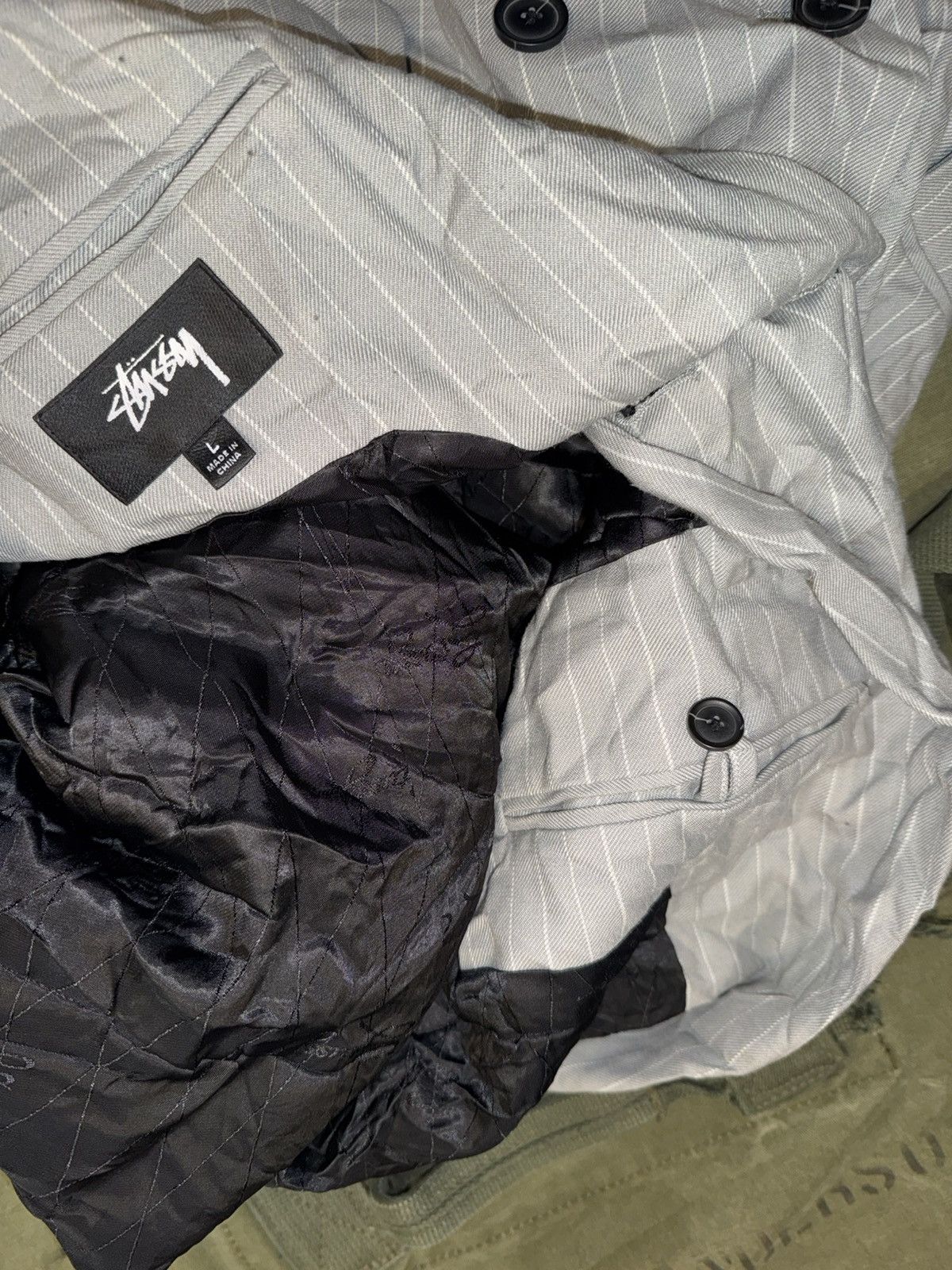 Stussy Stussy Wrinkled stripe double breasted blazer Size 42L - 9 Thumbnail