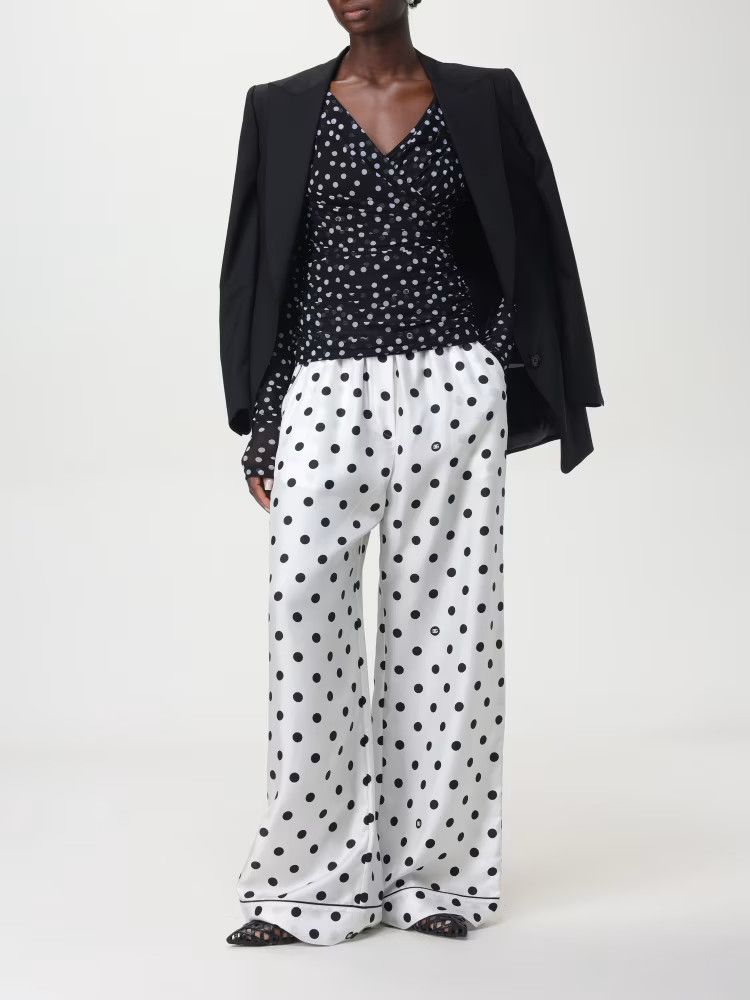 Dolce & Gabbana o1s22i1n1024 Polka Dot Draped Top in Black Size M / US 6-8 / IT 42-44 - 2 Thumbnail