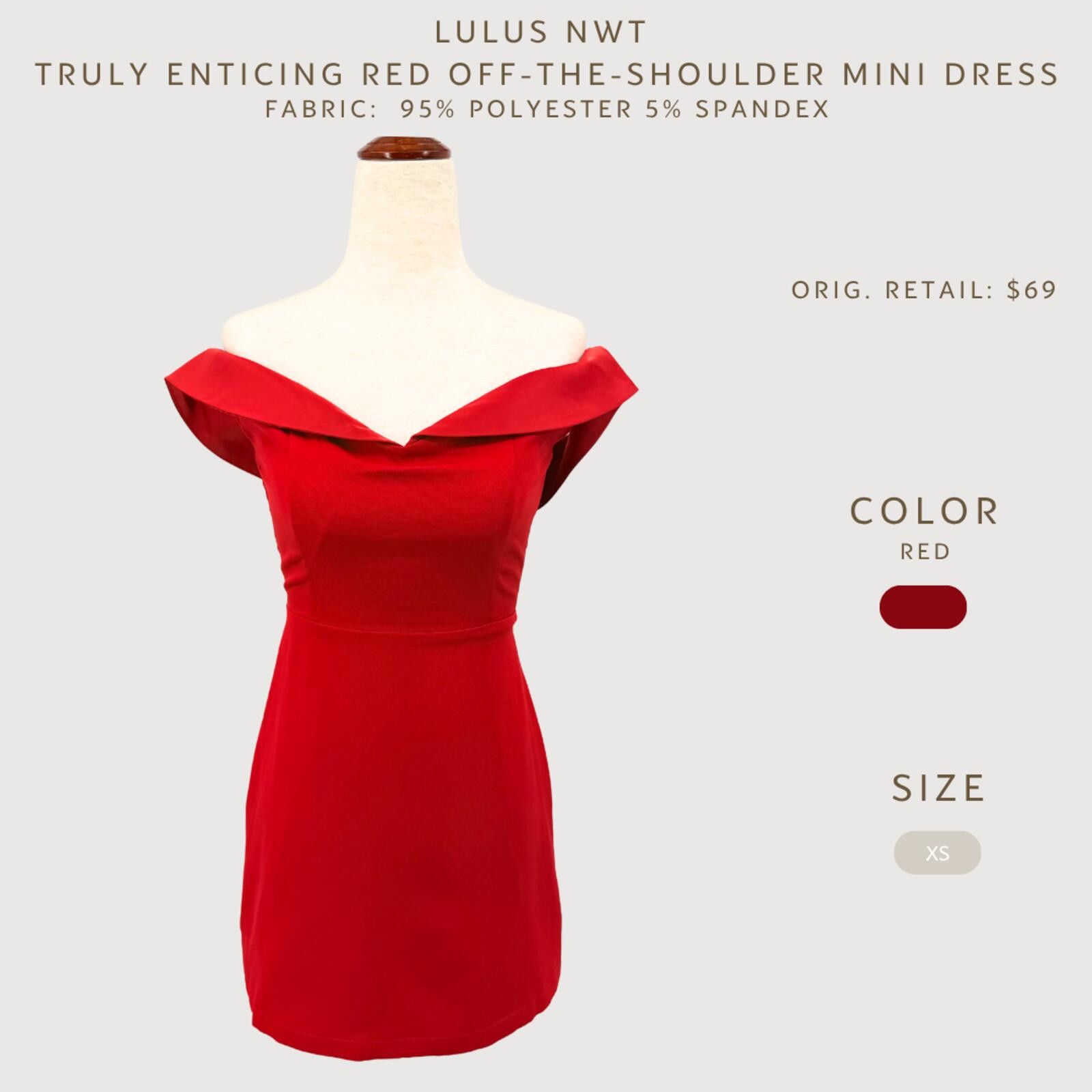 Lulus Lulus Red Off Shoulder Mini Dress Bodycon NWT XS Size XS / US 0-2 / IT 36-38 - 2 Thumbnail