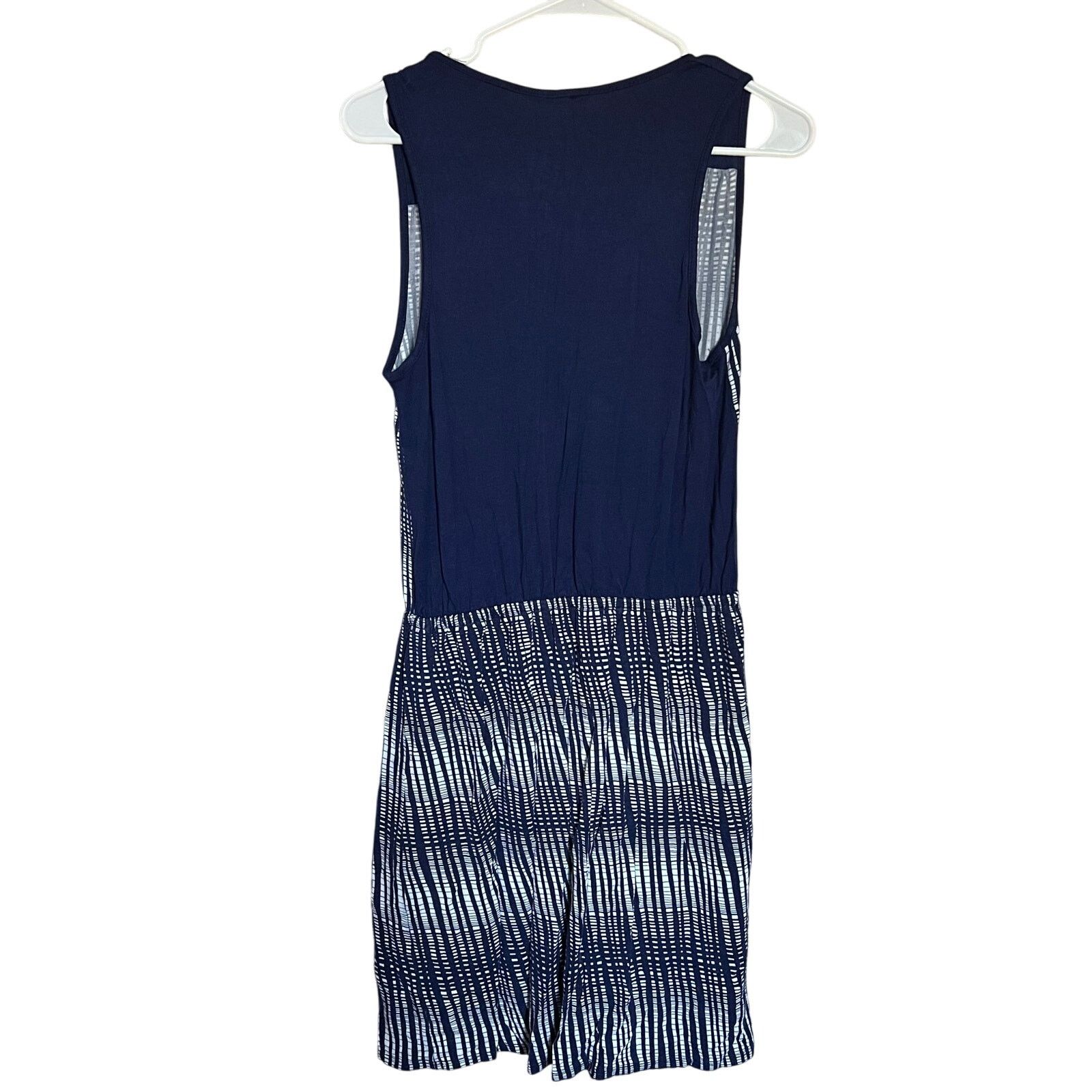 Anthropologie Anthro Deletta Janie Jersey Dress Blue Motif White Medium Size M / US 6-8 / IT 42-44 - 7 Thumbnail