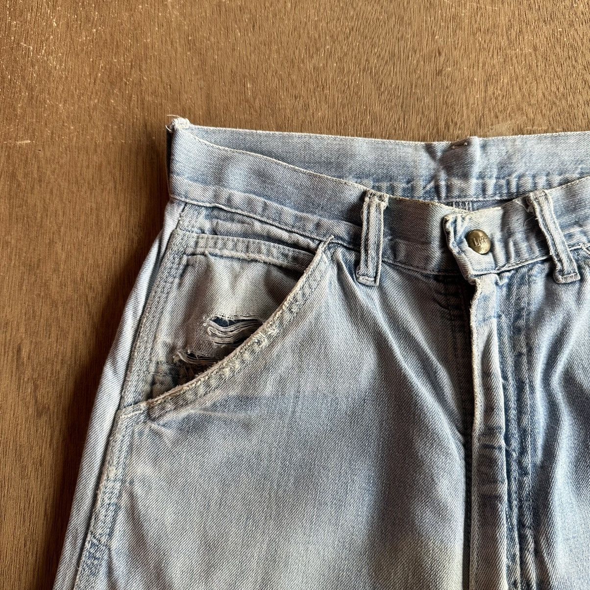 Japanese Brand VTG LEE DISTRESSED DENIM TALON RUSTY DIRTY JEANS BAGGY PANTS Size US 27 - 3 Thumbnail