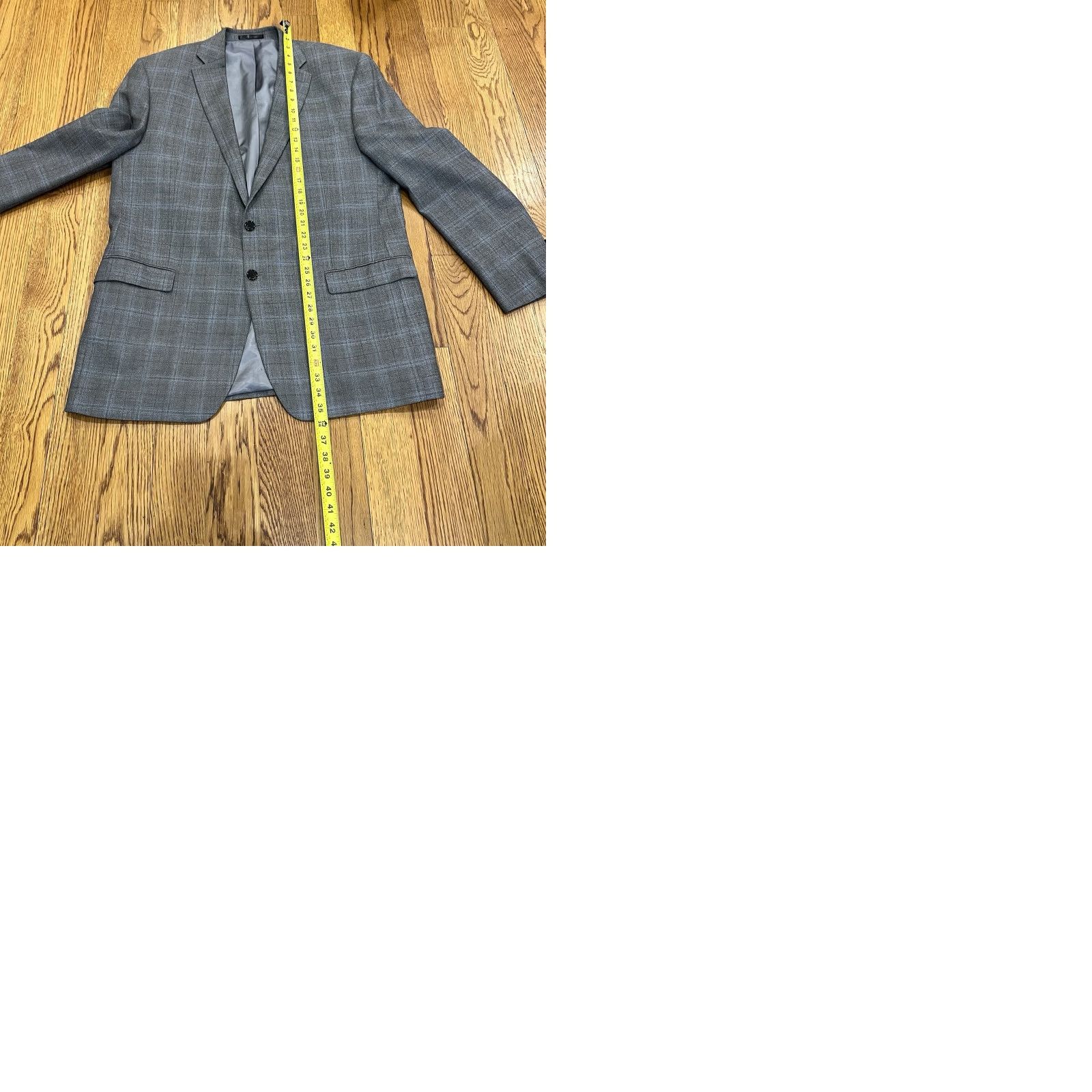 Ralph Lauren Lauren Ralph Lauren Blazer Jacket Mens Size 46L Silk Wool Gray Plaid Sport Coat Size 46R - 9 Thumbnail