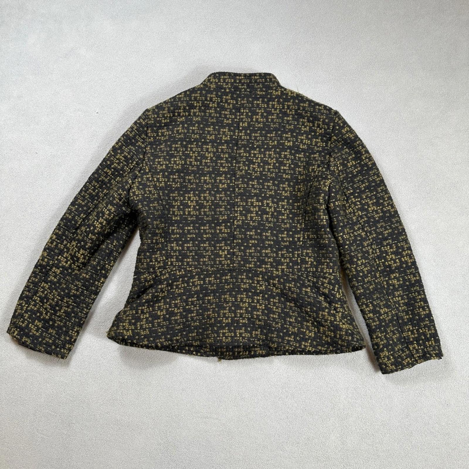 Ann Taylor Ann Taylor Tweed Moto Jacket Blazer Women 4 Black Gold Size S / US 4 / IT 40 - 2 Thumbnail