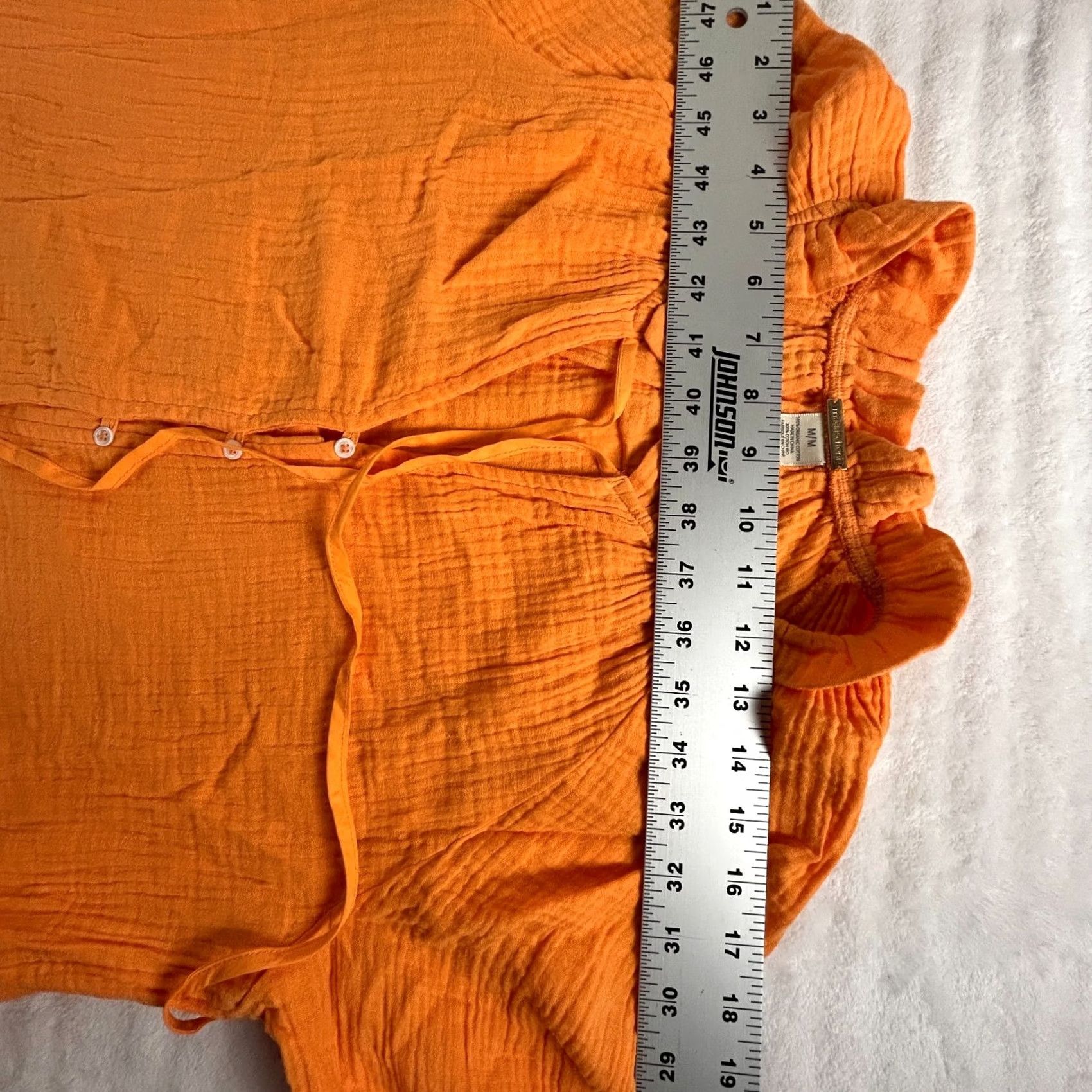 Vintage Magaschoni Women's Boho Dress Organic Cotton Gauze Turmeric Orange Medium Size M / US 6-8 / IT 42-44 - 6 Thumbnail