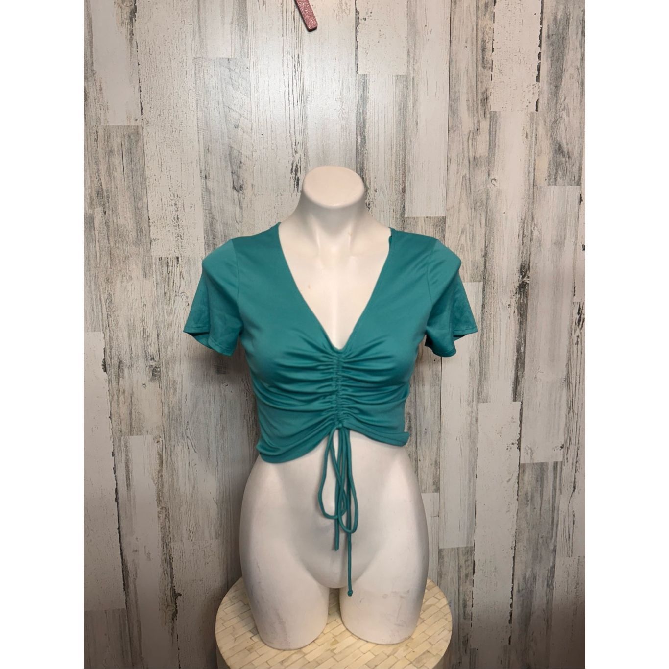 Other Love J Teal Ruched Front Crop Top – Size M Size M / US 6-8 / IT 42-44 - 2 Thumbnail