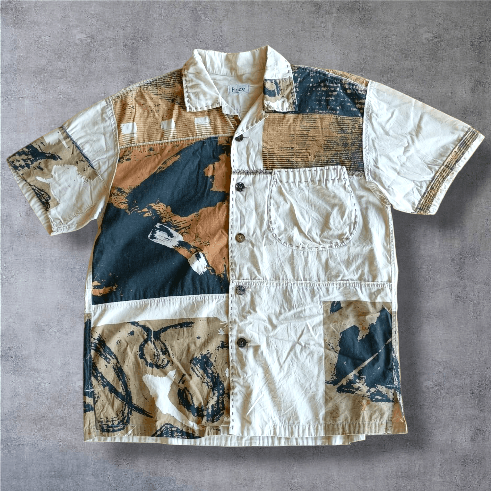 Vintage Vintage Ficce Yoshiyuki Konishi Handmade Patchwork Shirt Size US XL / EU 56 / 4 - 1 Thumbnail