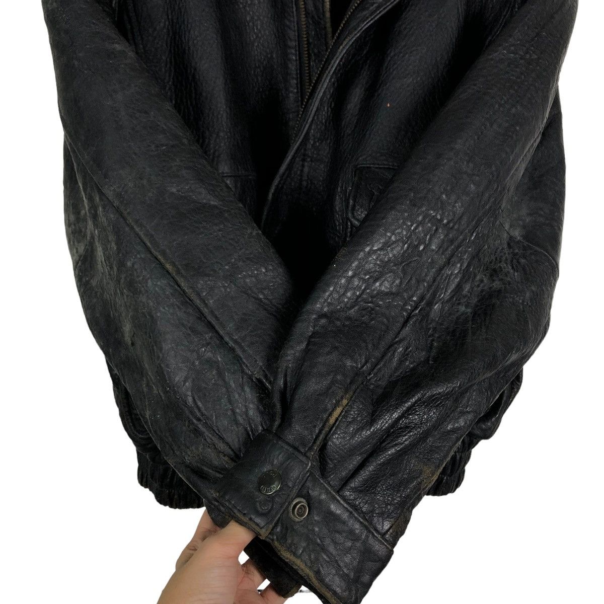 Japanese Brand RICH BLACK - VINTAGE BIKER LEATHER JACKET POLO CLUB BIGLOGO Size US M / EU 48-50 / 2 - 12 Thumbnail