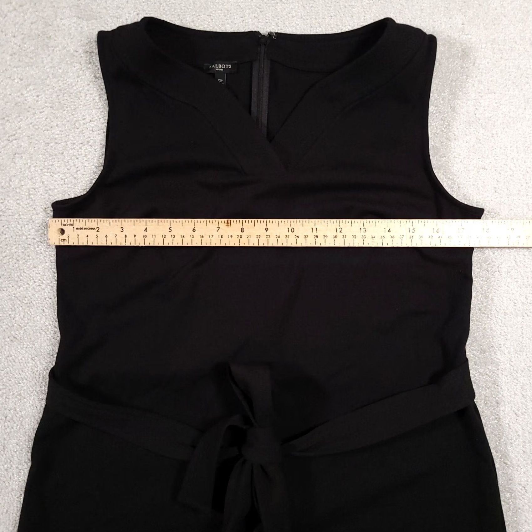 Talbots Talbots Dress Women 12P Petite Black Sleeveless V-Neck Belted Knee Length Dress Size XL / US 12-14 / IT 48-50 - 6 Thumbnail