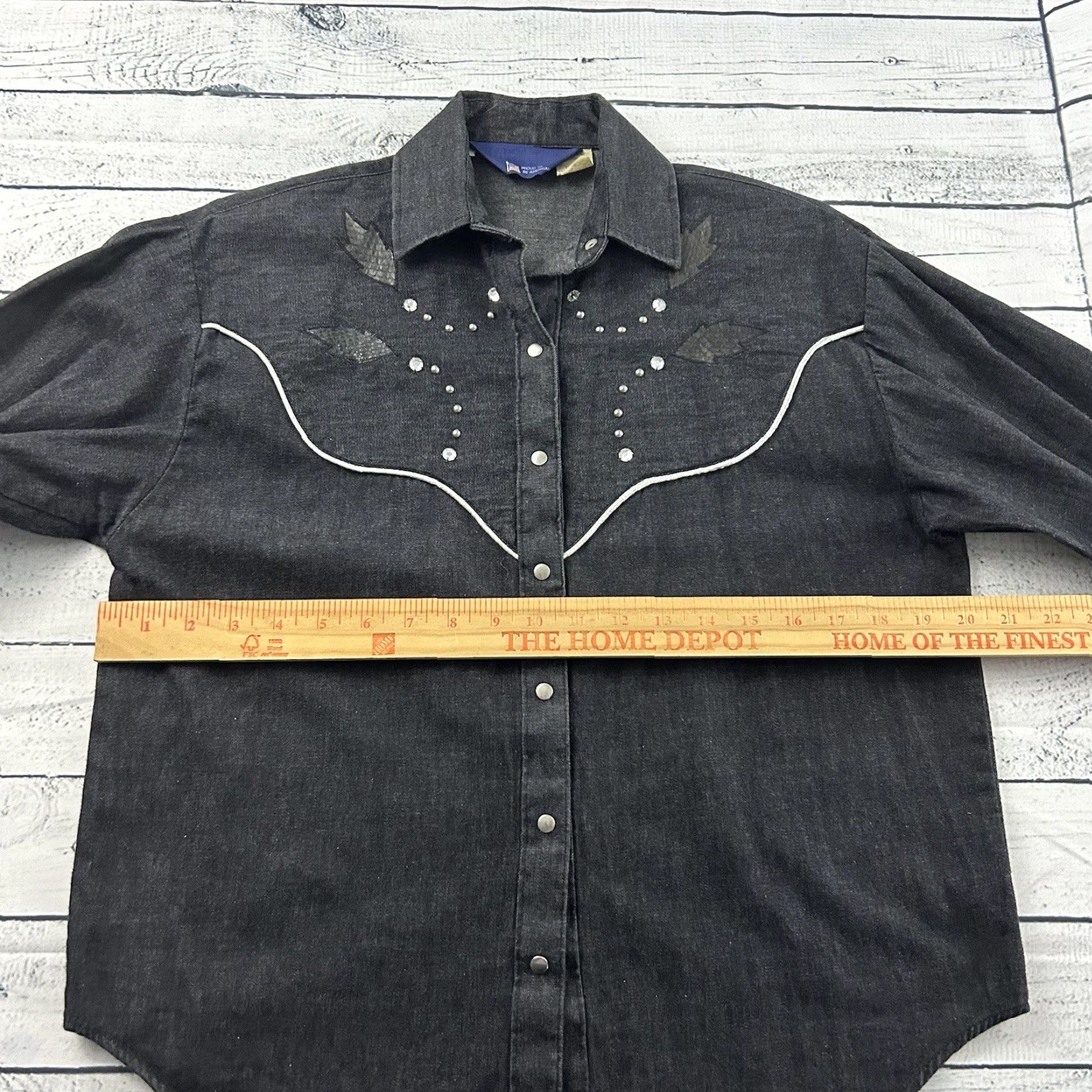 Vintage Panhandle Slim Jeweled Long Sleeve Button-Up Shirt Women's Small Black Size S / US 4 / IT 40 - 3 Thumbnail