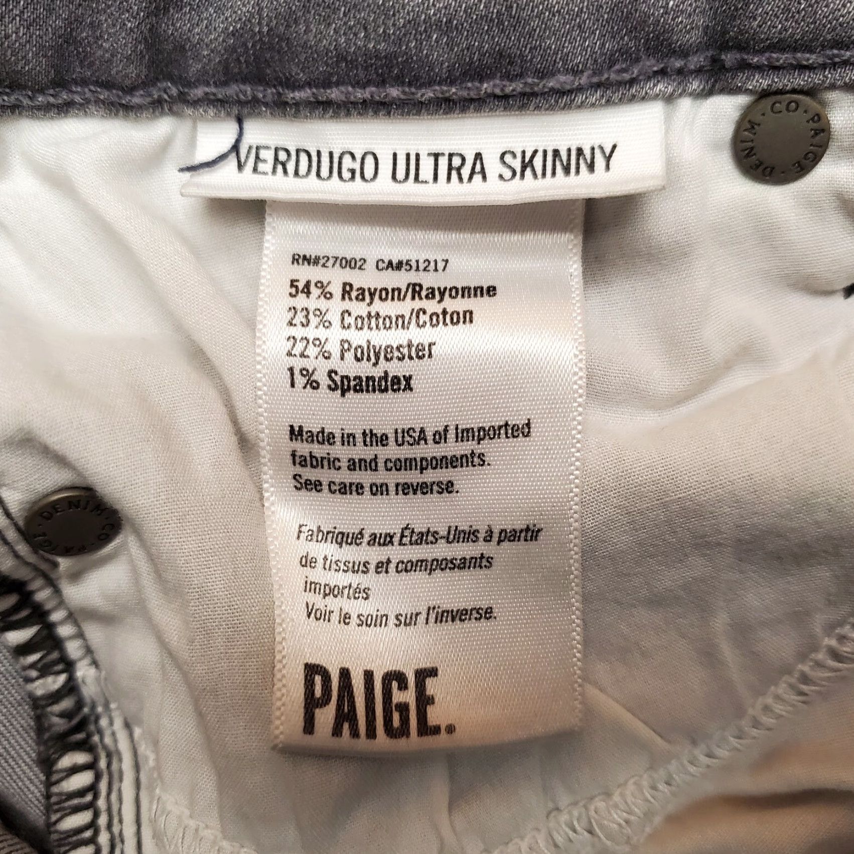 Paige Paige Jeans Womens 26 Gray Verdugo Ultra Skinny Stretch Casual Pants Jeans Women 26 Gray Verdugo Skinny Stretch 5-Pocket Denim Mens? Size 26" / US 2 / IT 38 - 5 Thumbnail