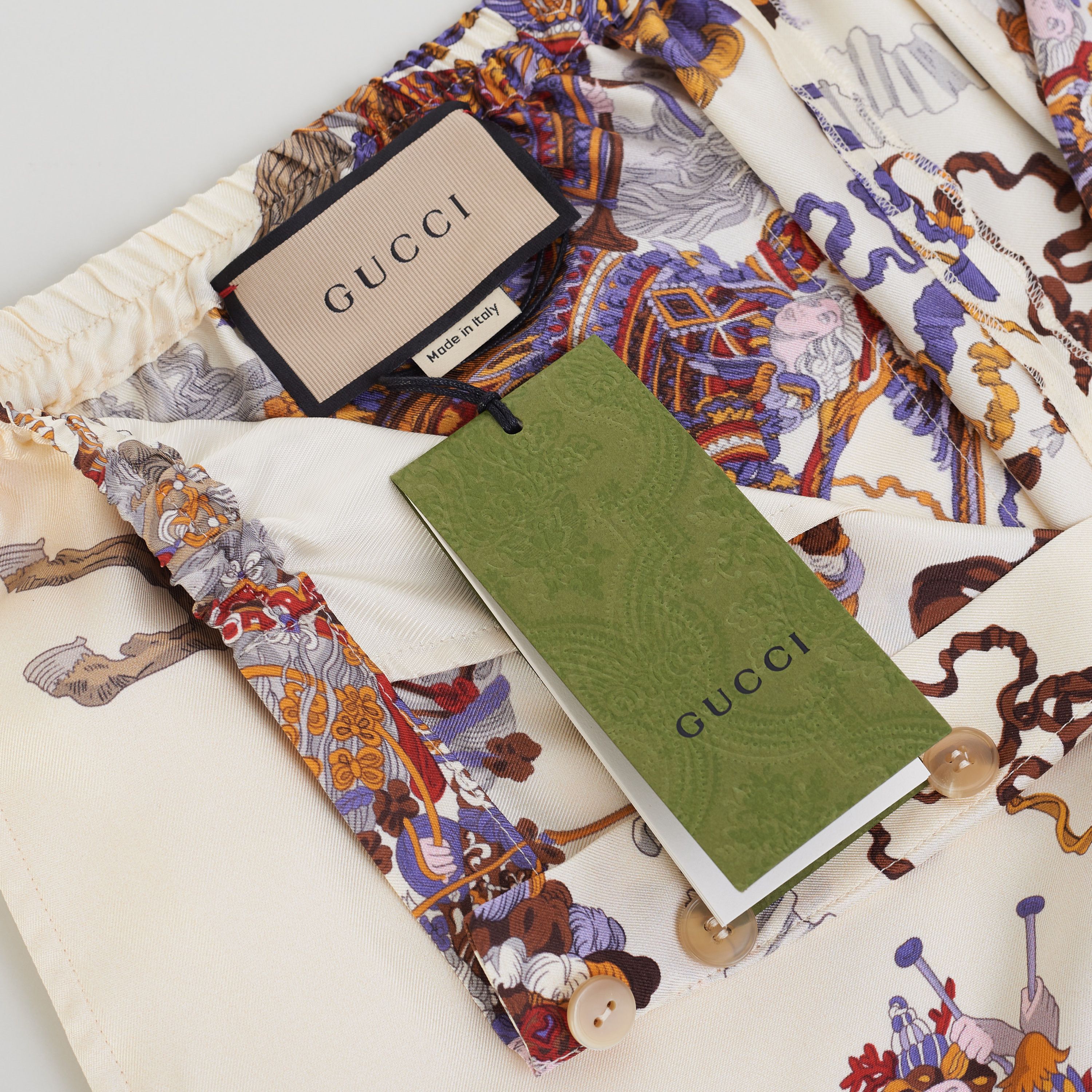 Gucci Silk Short With Roi Soleil Print In Ivory And Red Size US 36 / EU 52 - 9 Thumbnail