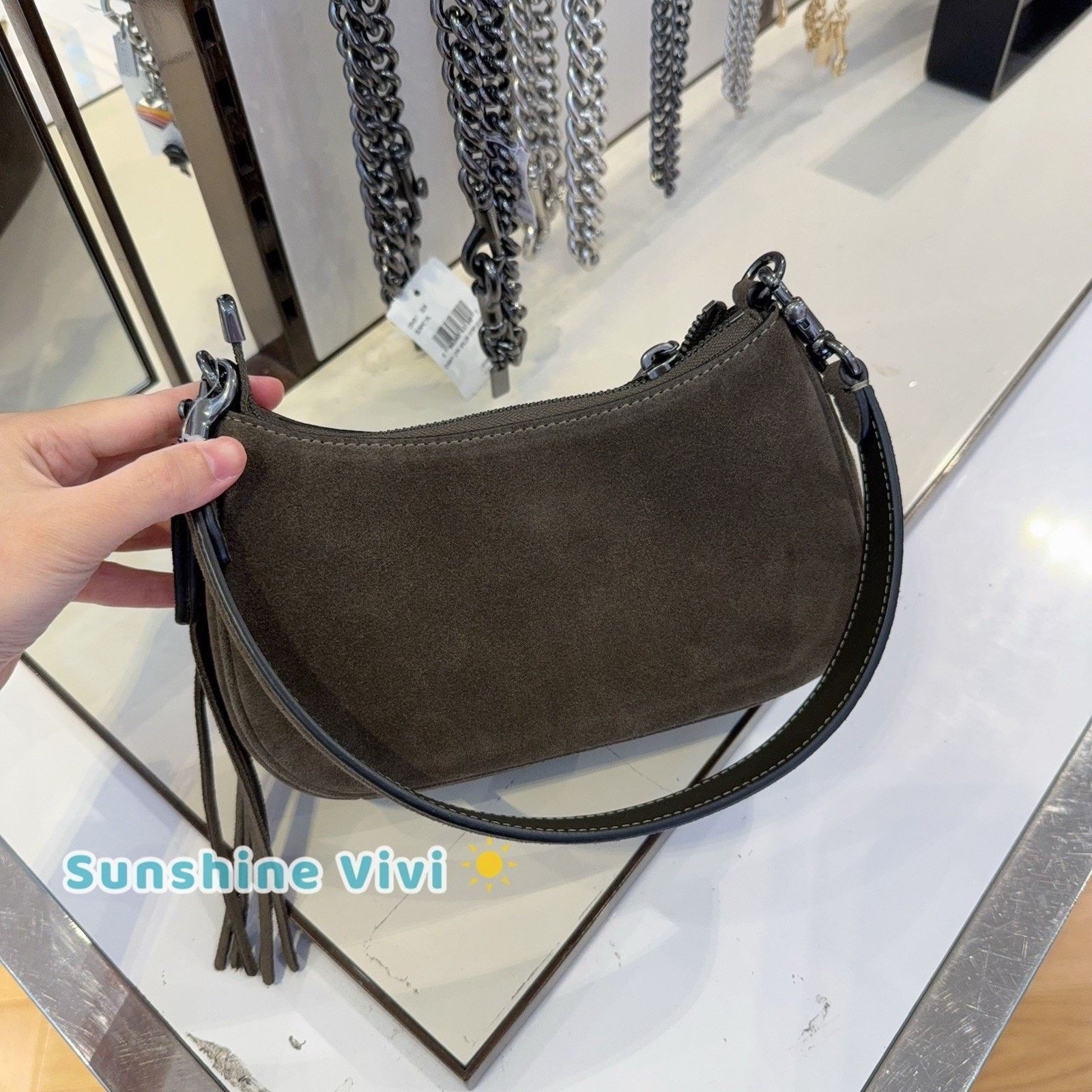 Coach NWT Coach Teri Mini Crossbody Bag CCE42 suede/Qb/Army Green Size ONE SIZE - 3 Thumbnail