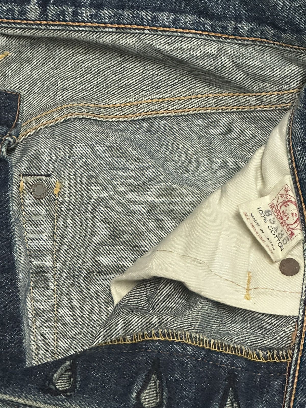Evisu Vintage Evisu No2 Lot 2000 Selvedged Distressed Faded Wash Size US 32 / EU 48 - 10 Thumbnail