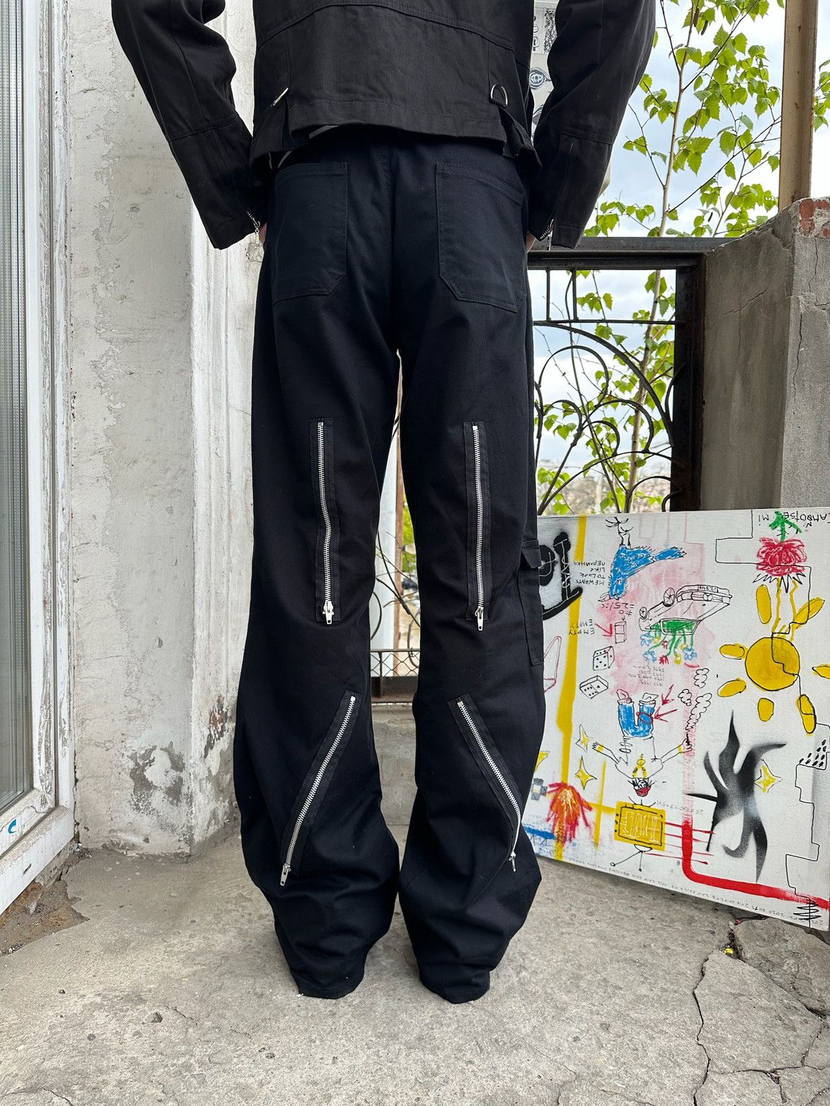 Japanese Brand RARE Aderlass Bondage Pants Cyber Punk flared Size US 35 - 8 Thumbnail