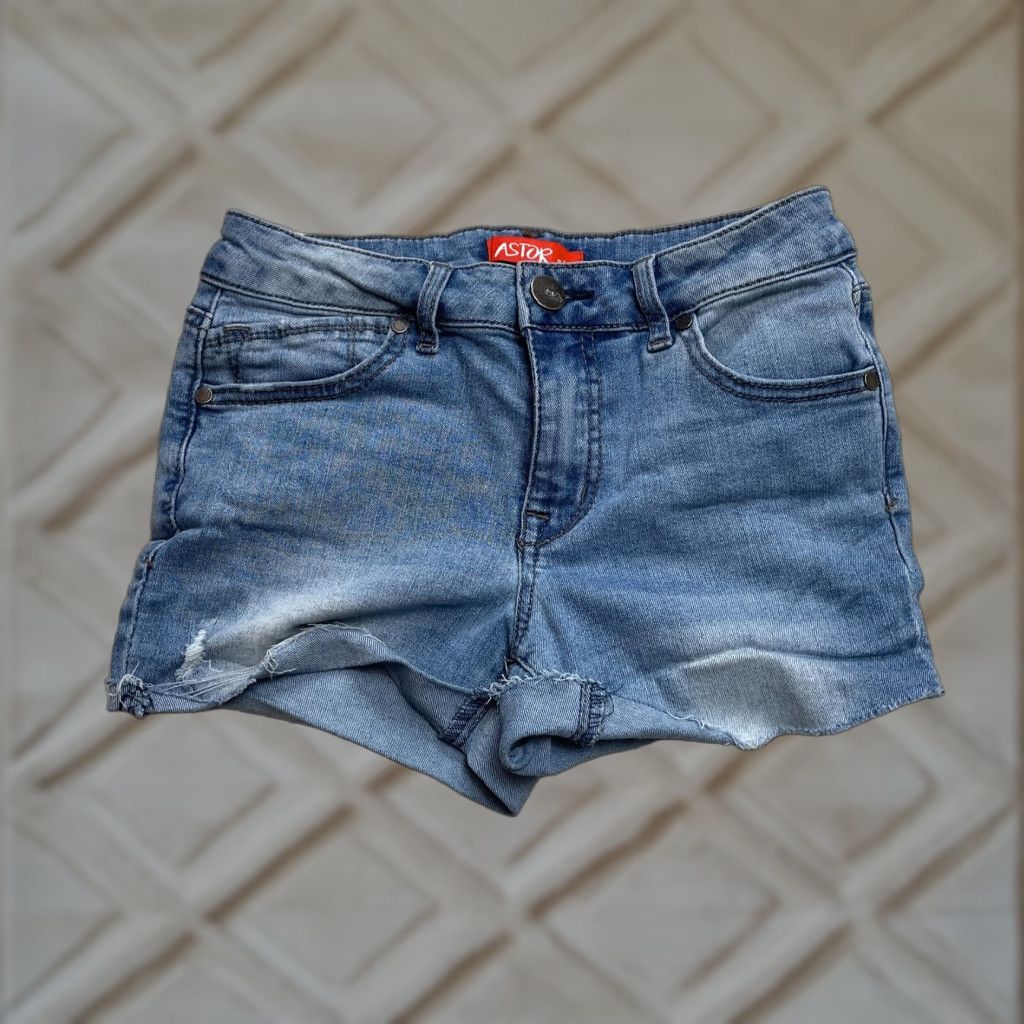 Castore Astor Denim Shorts Juniors 3" Inseam Blue Solid Cotton Polyester Size 26" / US 2 / IT 38 - 1 Thumbnail
