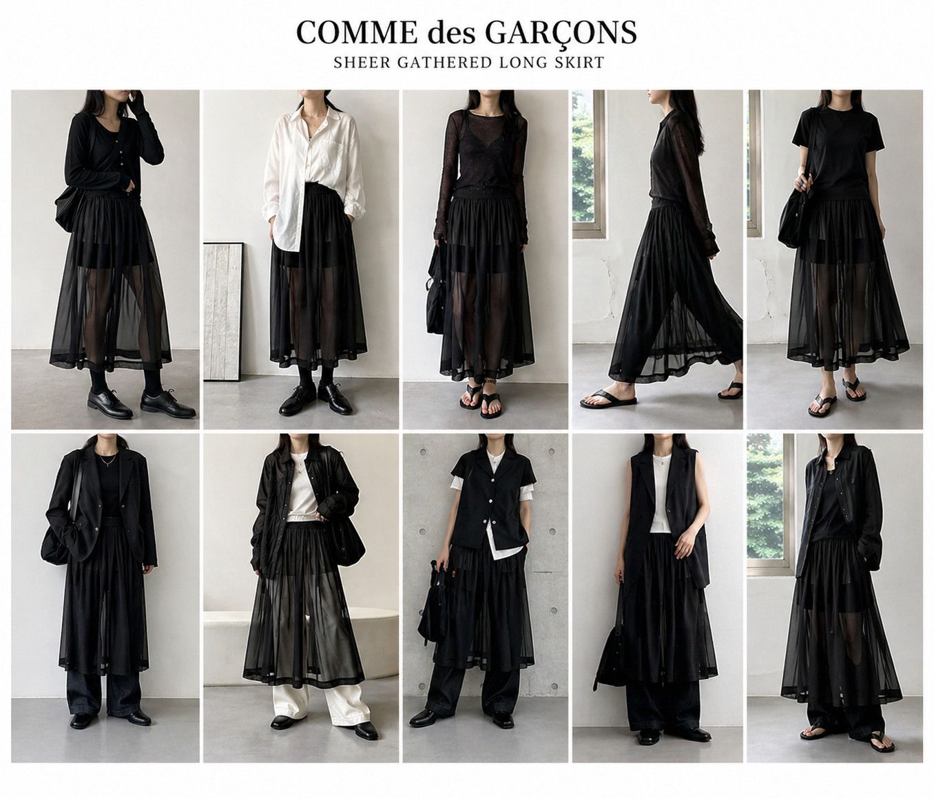 Comme des Garcons COMME des GARCONS - BLACK Sheer Gathered Long Skirt Size 28" / US 6 / IT 42 - 4 Thumbnail