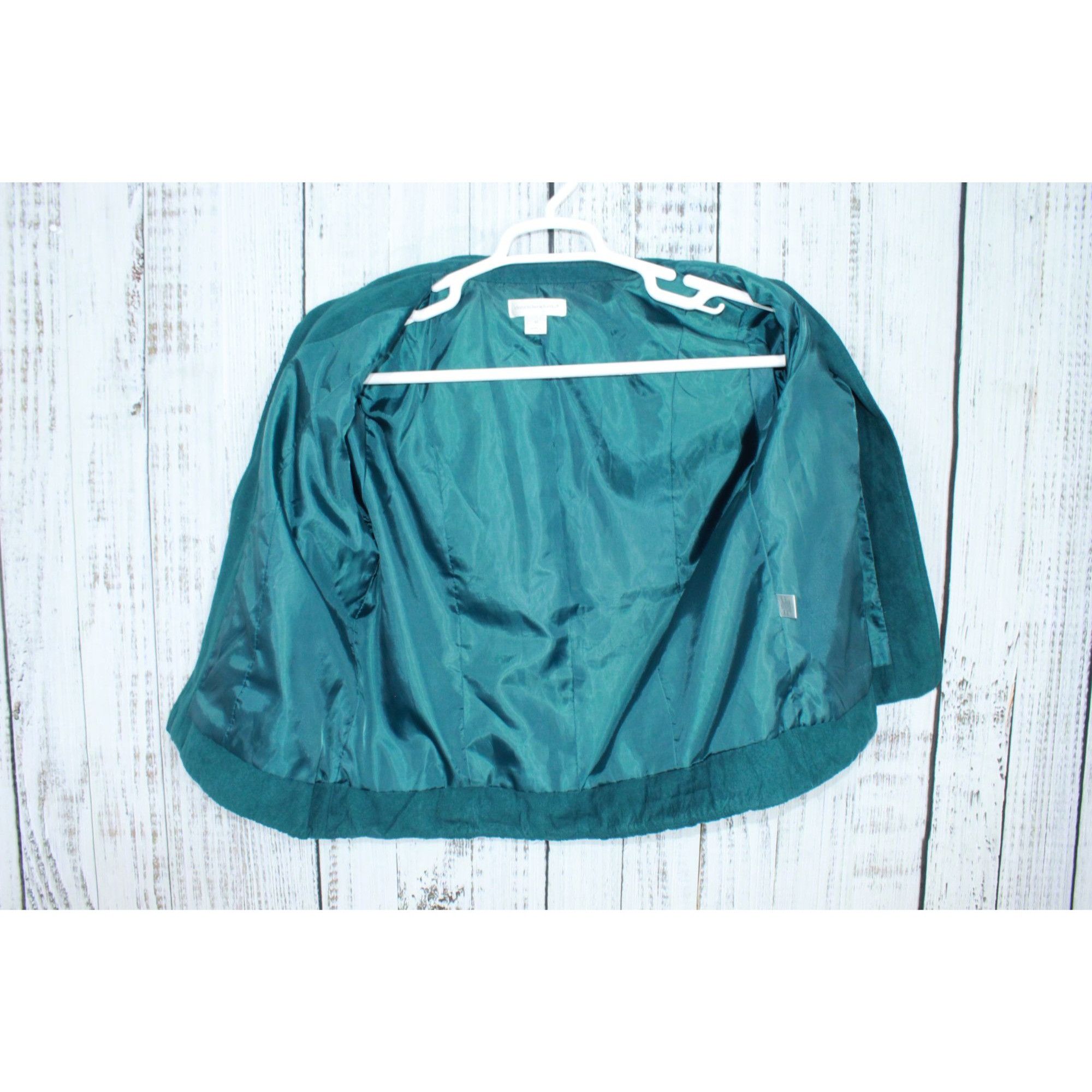 Other Christopher & Banks Green Suede Ruffle Button Jacket Size M / US 6-8 / IT 42-44 - 7 Thumbnail