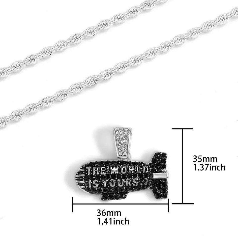 Jewelry Missile Pendant With 4mm Wide Rope Chain Size ONE SIZE - 3 Thumbnail