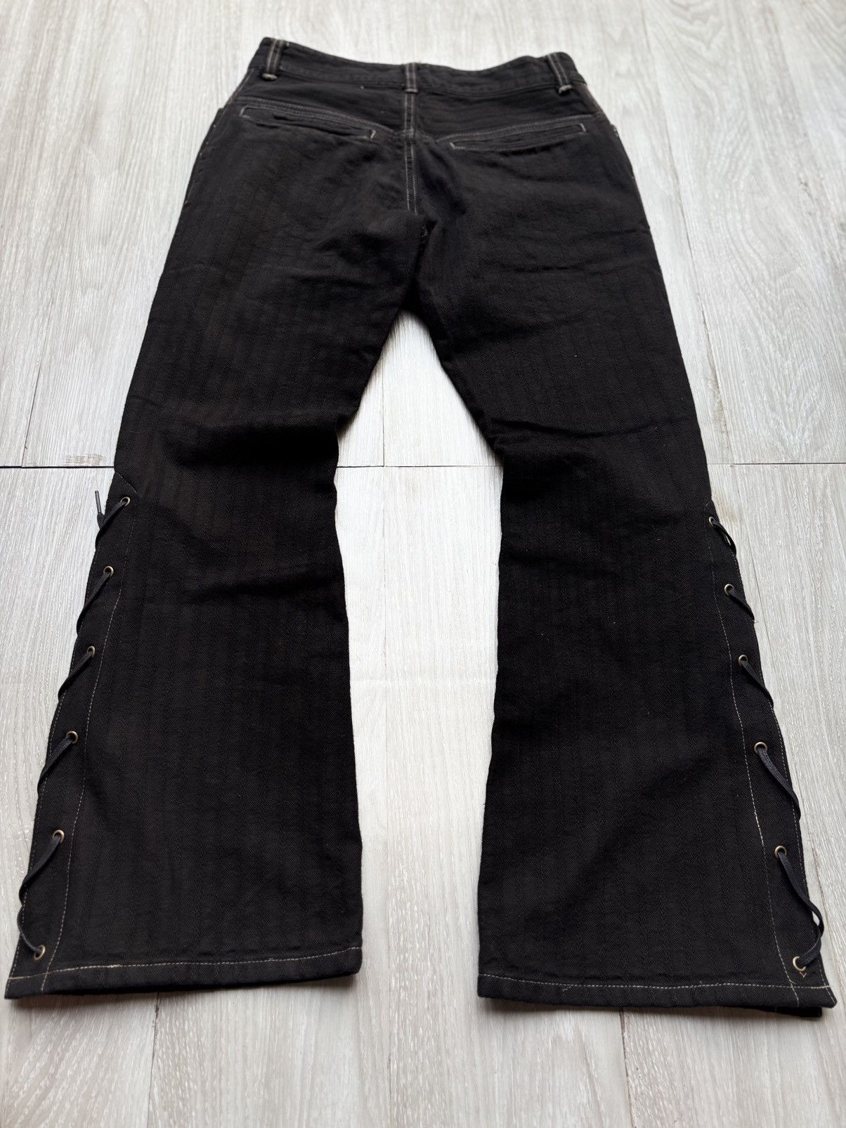 Japanese Brand MORGAN HOMME (real) Phyton lace up flare jeans Size US 26 / EU 42 - 4 Thumbnail
