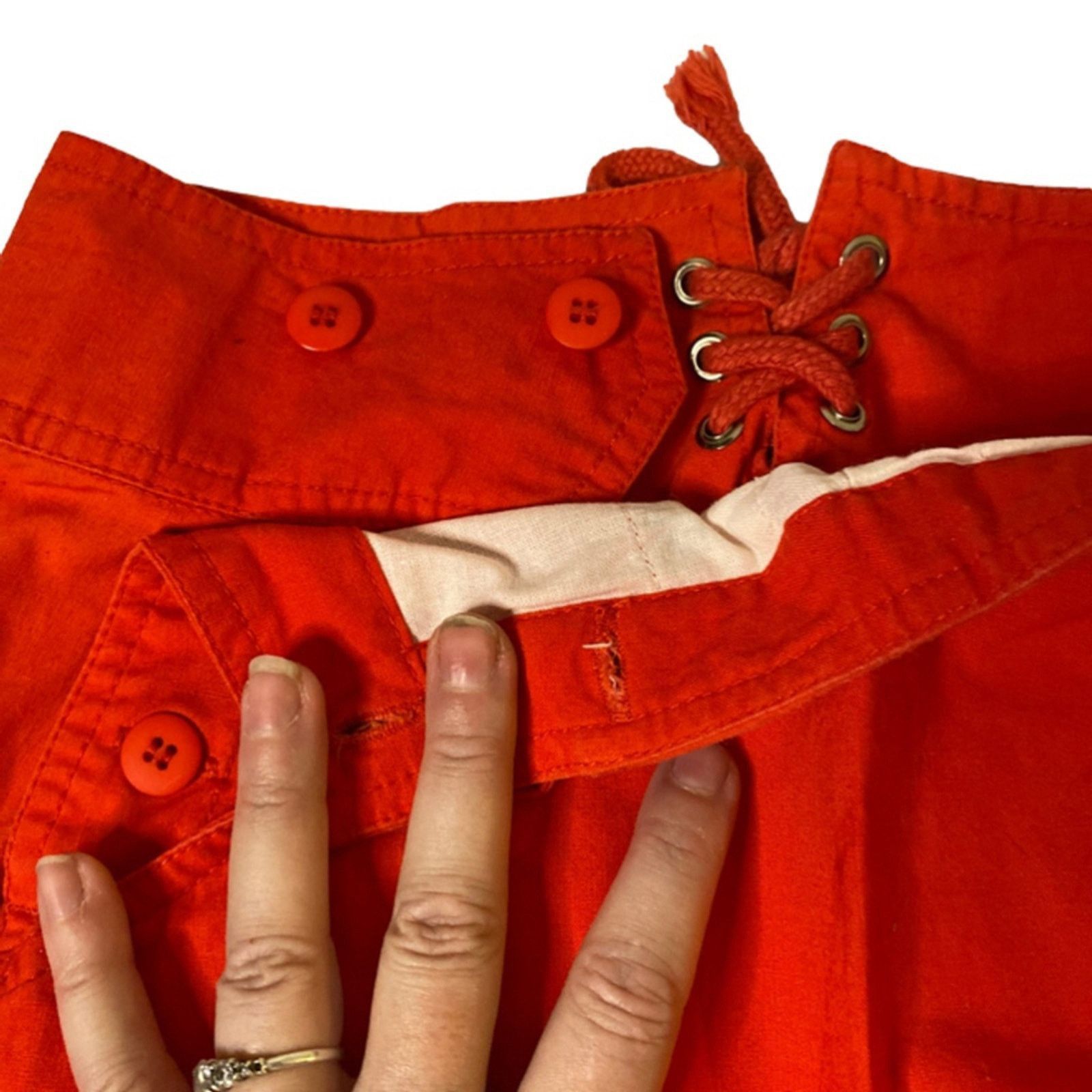 Other Vintage 80s G. Pellini High Waisted Orange Cotton Skirt 7/8 Size 25" / US 0 / IT 36 - 3 Thumbnail