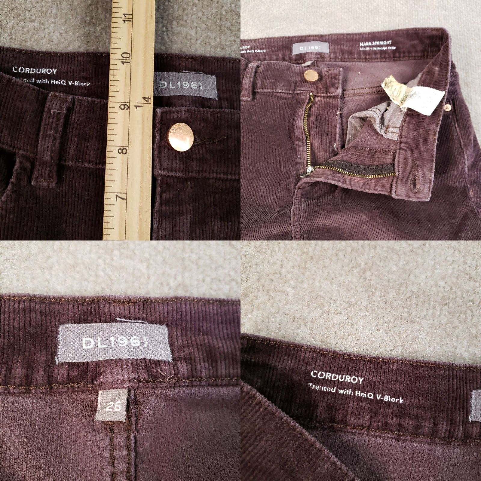 DL1961 DL1961 Corduroy Pants Women's 26 Brown Mid Rise Ankle Straight Stretch Size 26" / US 2 / IT 38 - 8 Thumbnail